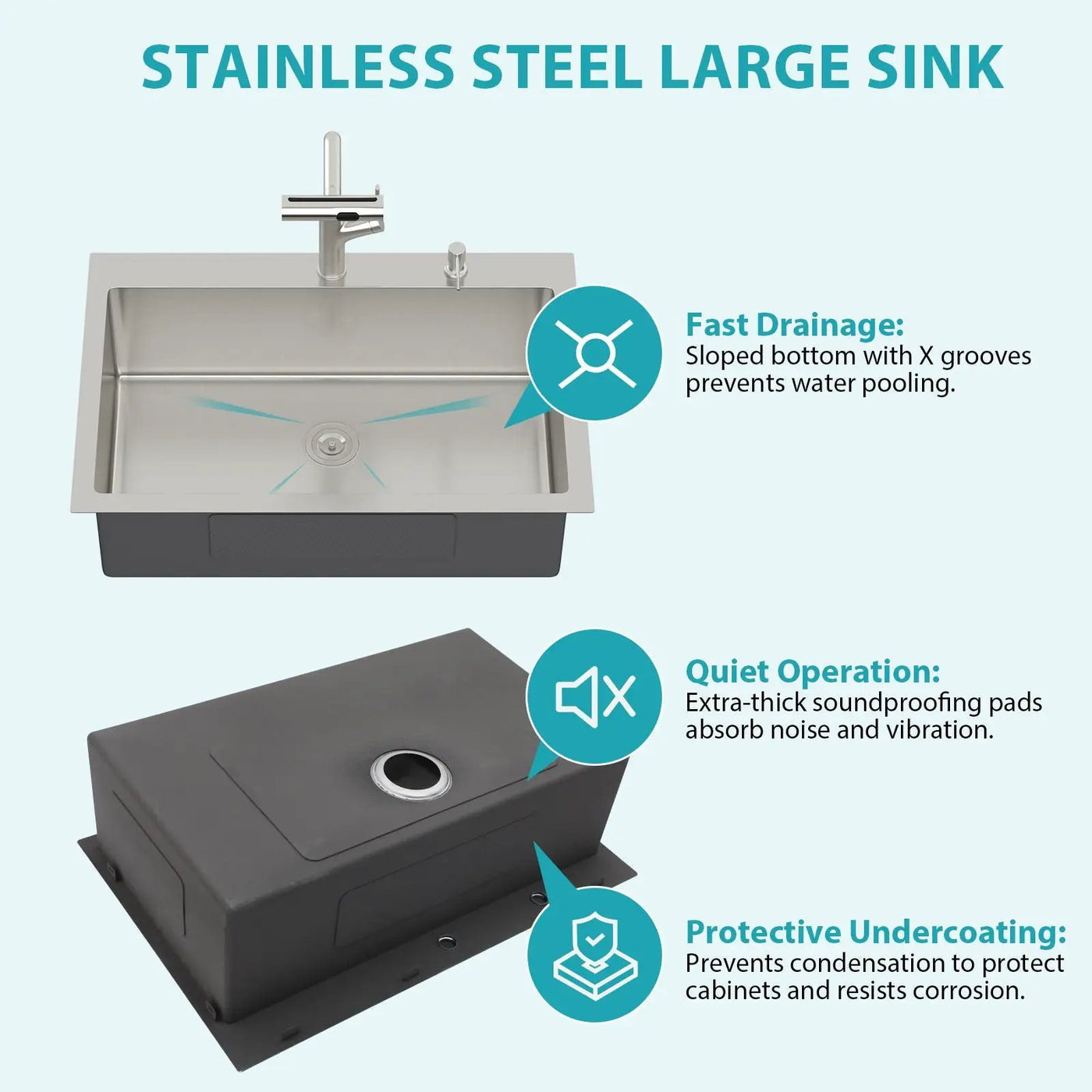 Drop-In Kitchen Sink With Pull-Out Faucet And Soap Dispenser by HouseOfZazla