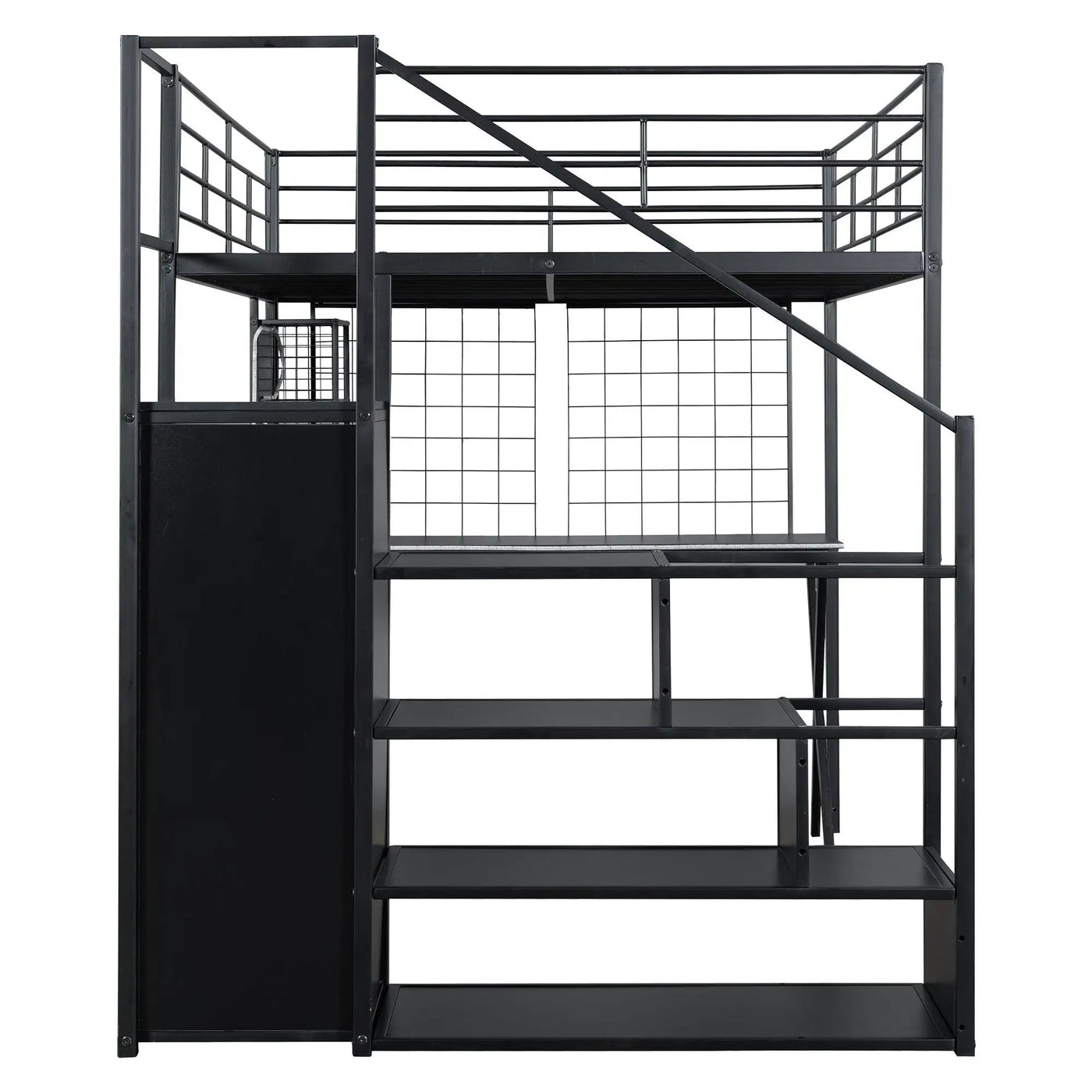 Loft Bed With Built In Work Station, Wardrobe, Storage Staircase And LED by HouseOfZazla