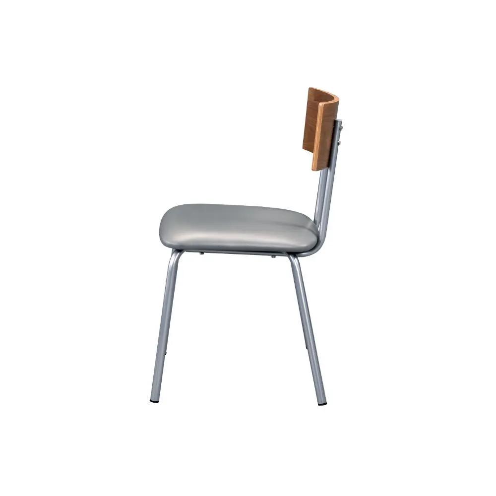 Jurgen - Side Chair (Set of 2) - Gray Synthetic Leather, Oak & Silver by Unique Piece Furniture