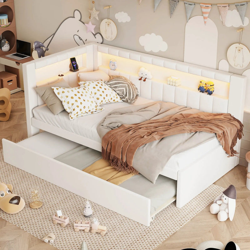 Upholstered Platform Bed With USB Ports And LED Belt by HouseOfZazla