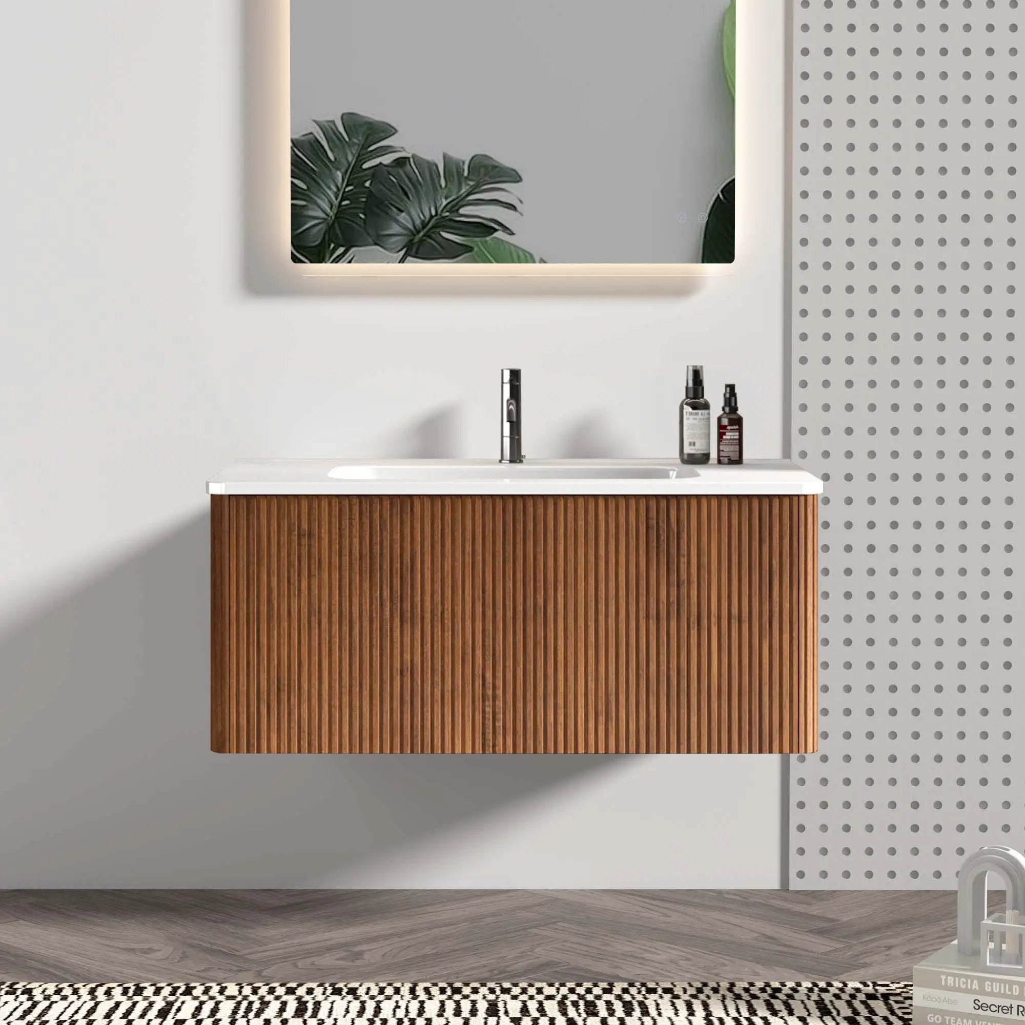 Etna 36" Striped Walnut Floating Bathroom Vanity by HouseOfZazla