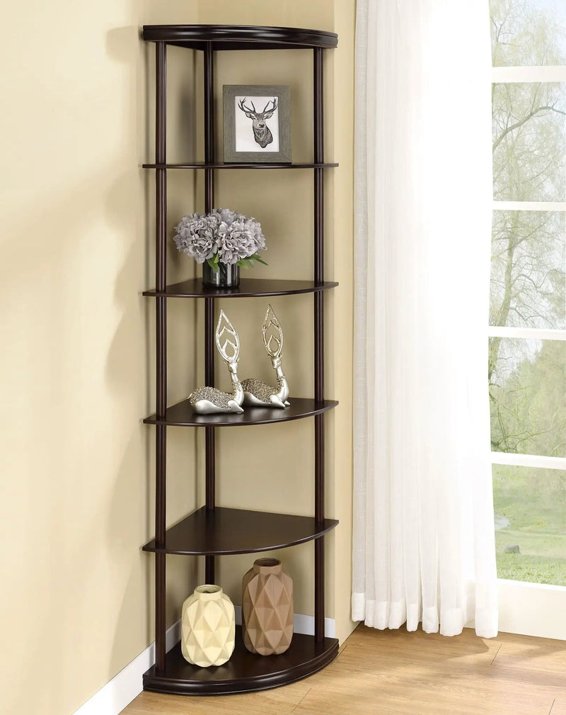 Bonwick 72-inch 5-shelf Corner Bookshelf Cappuccino by Unique Piece Furniture