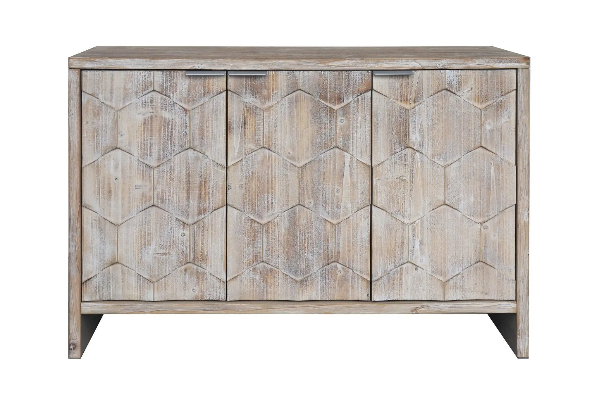 Accent Cabinet Farmhouse Style 3 Door Wooden Cabinet Sideboard Buffet Server Cabinet Storage Cabinet, For Living Room - Natural Wood Wash by Unique Piece Furniture