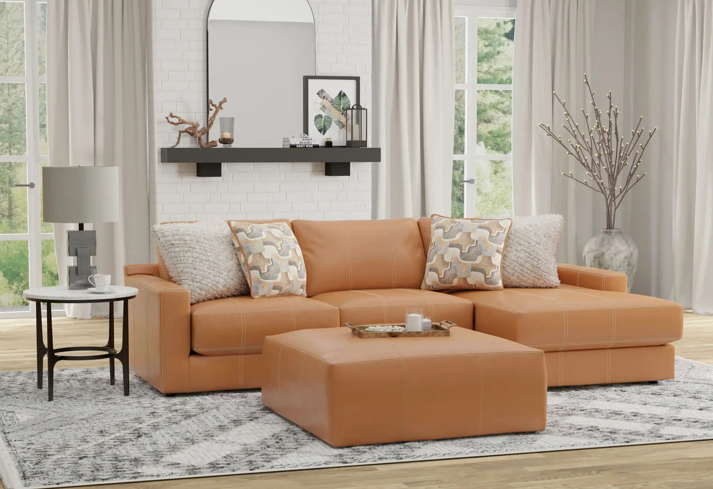Minori - Italian Leather Sofa / Chaise And Cocktail Ottoman by Unique Piece Furniture