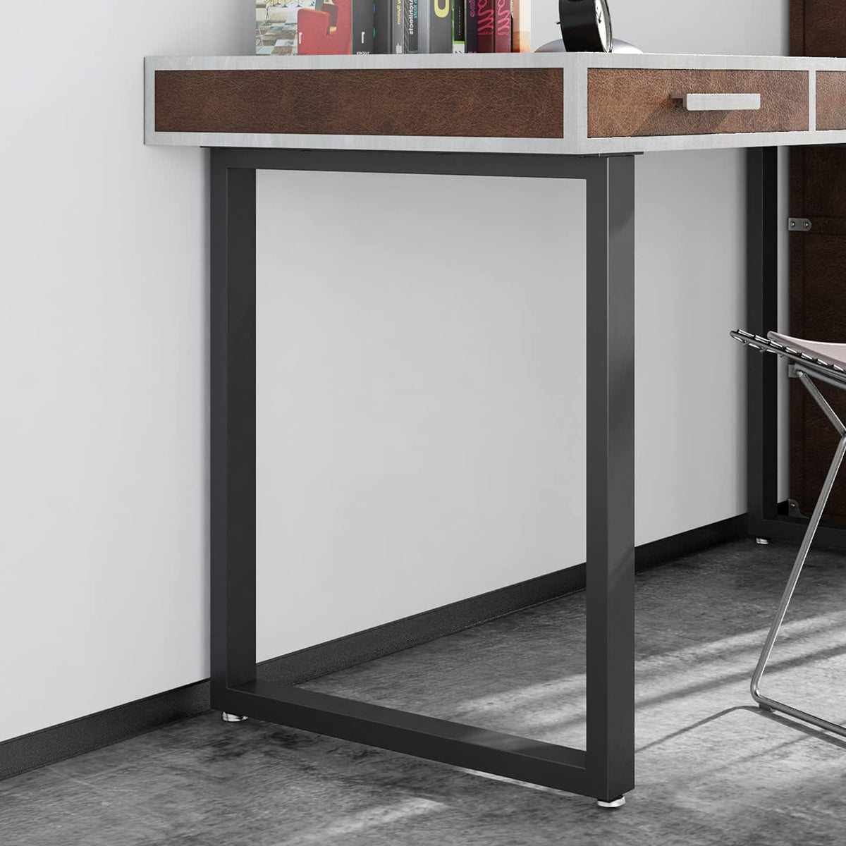 Heavy-Duty Metal Table Legs with Cast Iron Construction - Black