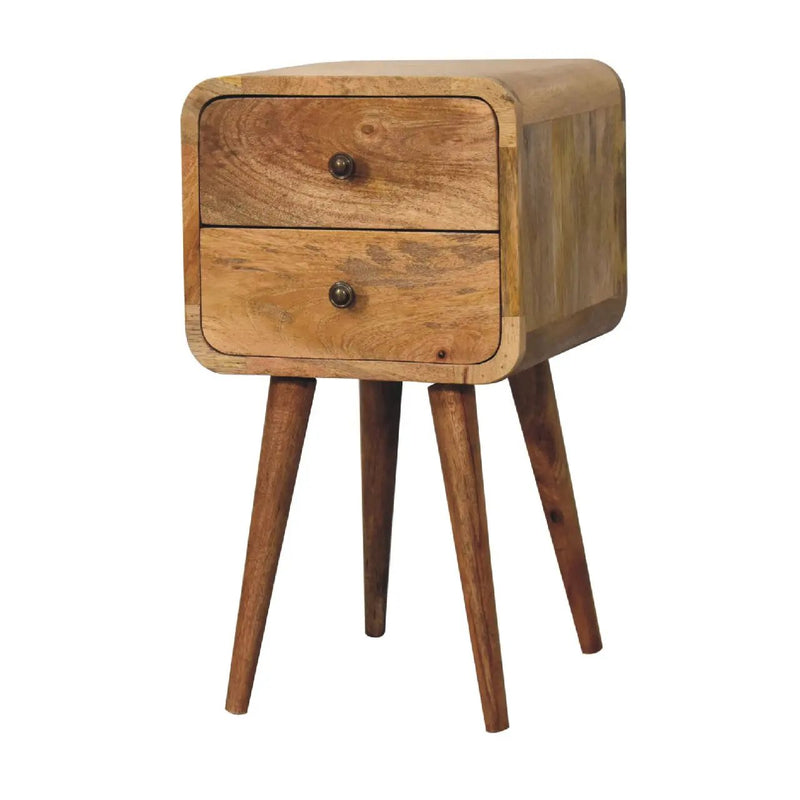 Solid Wood Mini Curved Nightstand, 2-Drawers, Oak-ish by HouseOfZazla
