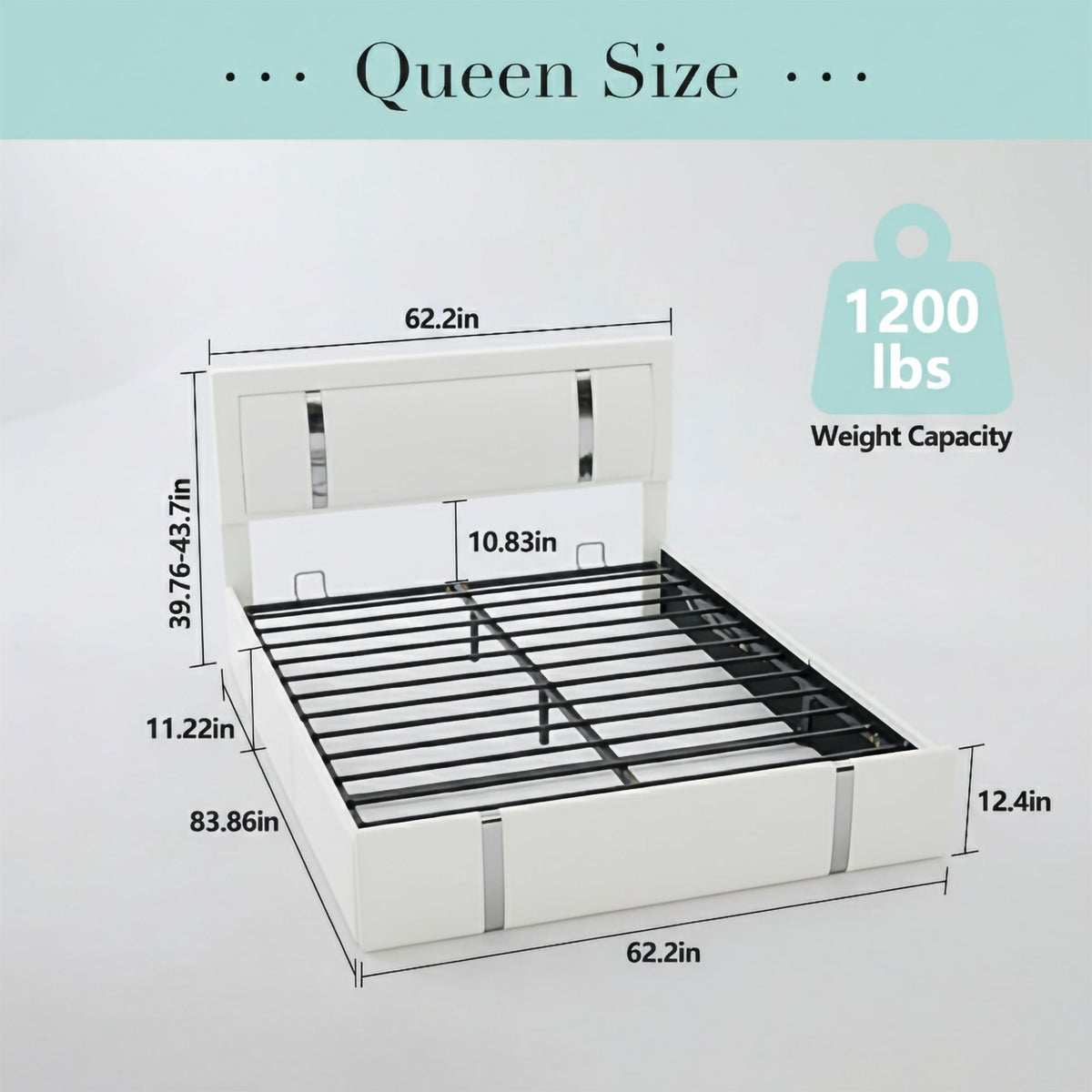 Upholstered Platform Bed Frame with Adjustable LED Headboard and Storage - Black or White, photo 12 of 28
