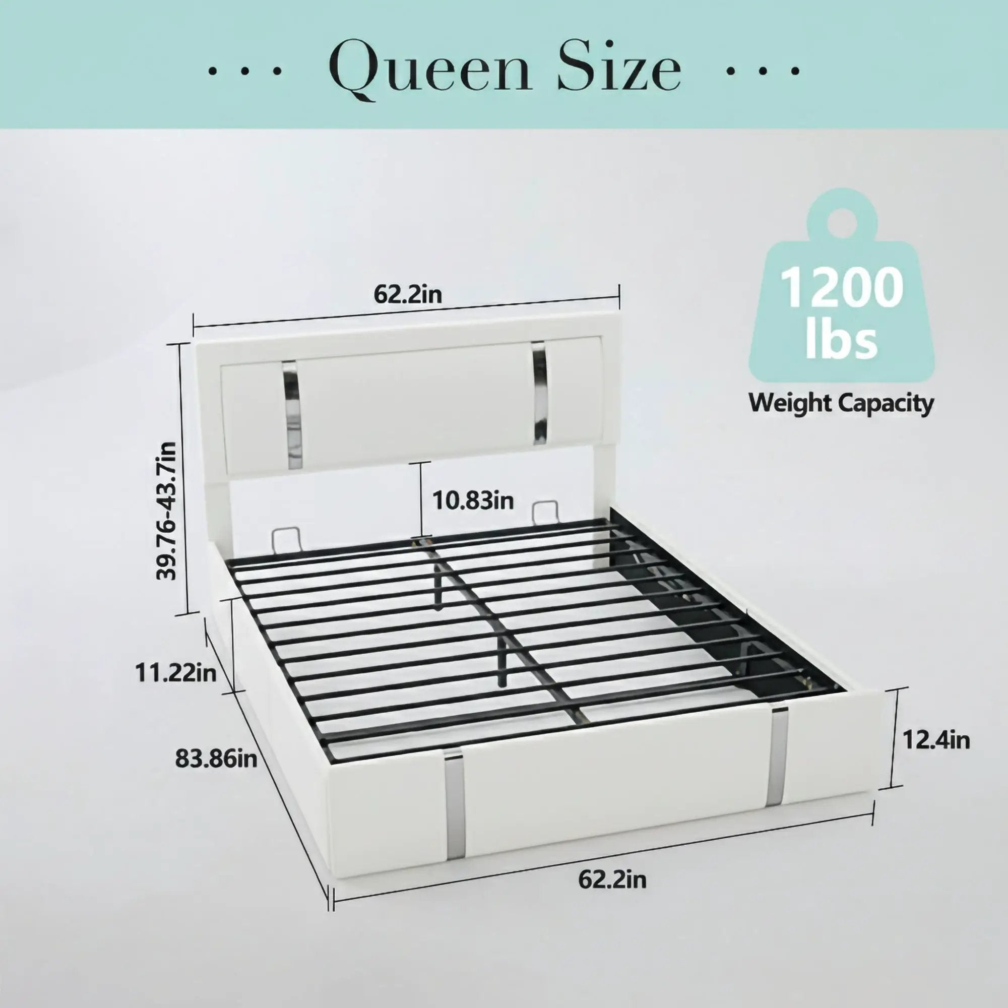 Upholstered Platform Bed Frame With Adjustable LED Headboard, USB C-Charging, Hydraulic Lift by HouseOfZazla
