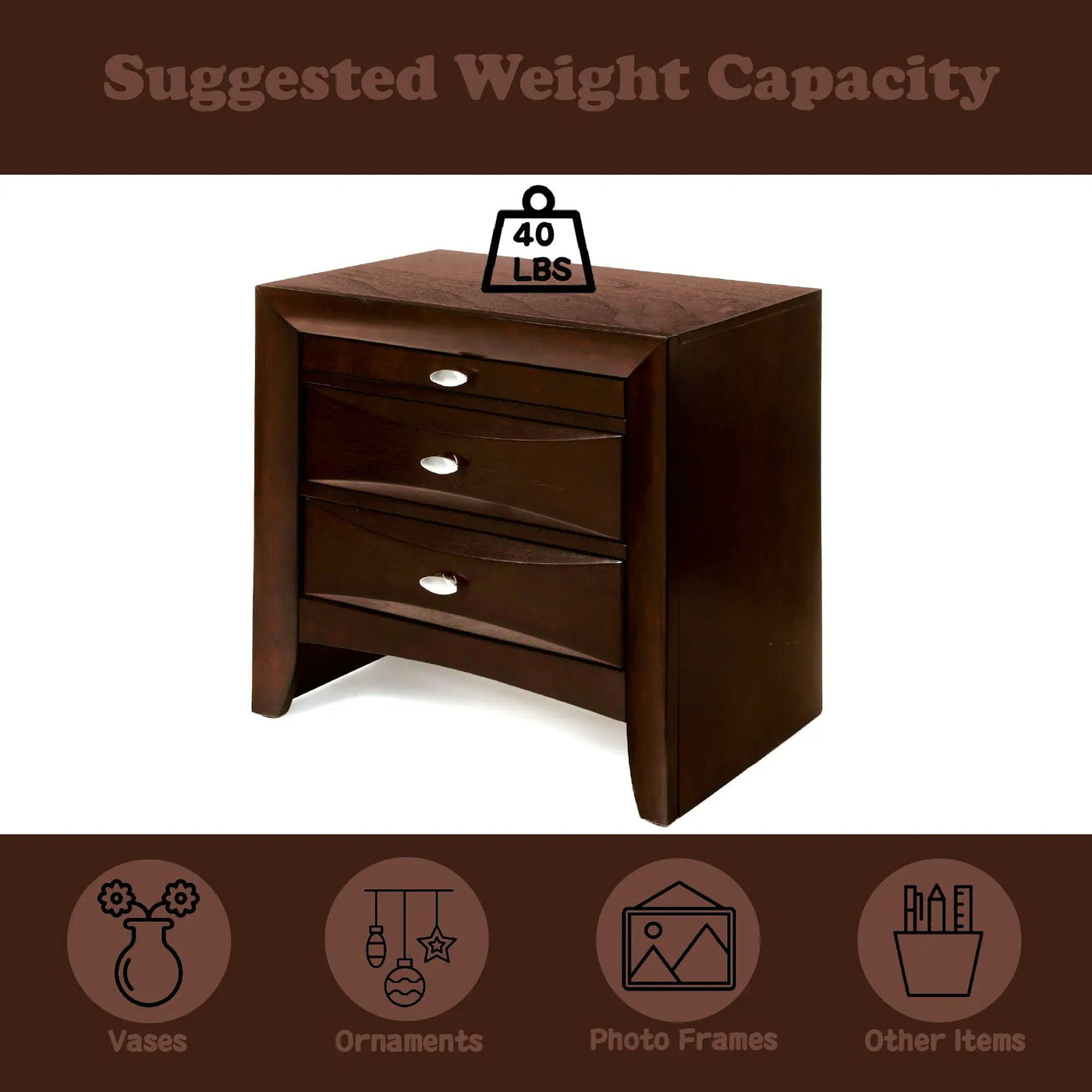 Ireland Elegant Design Nightstand by HouseOfZazla