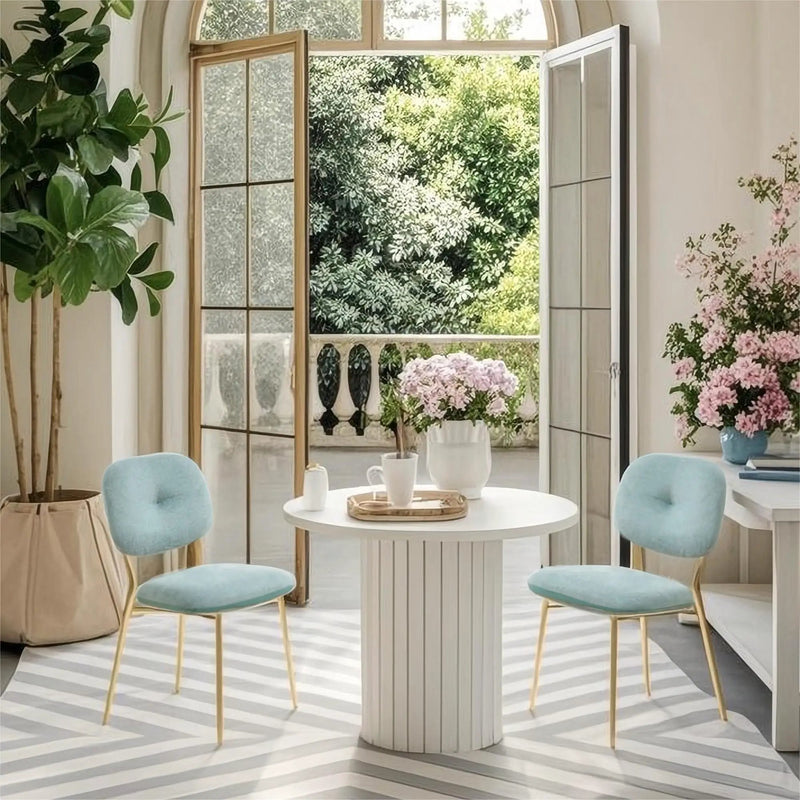 Modern Dining Chairs (Set of 2) Upholstered Accent Chairs With Metal Legs Space Saving Contemporary Seating - Green by HouseOfZazla