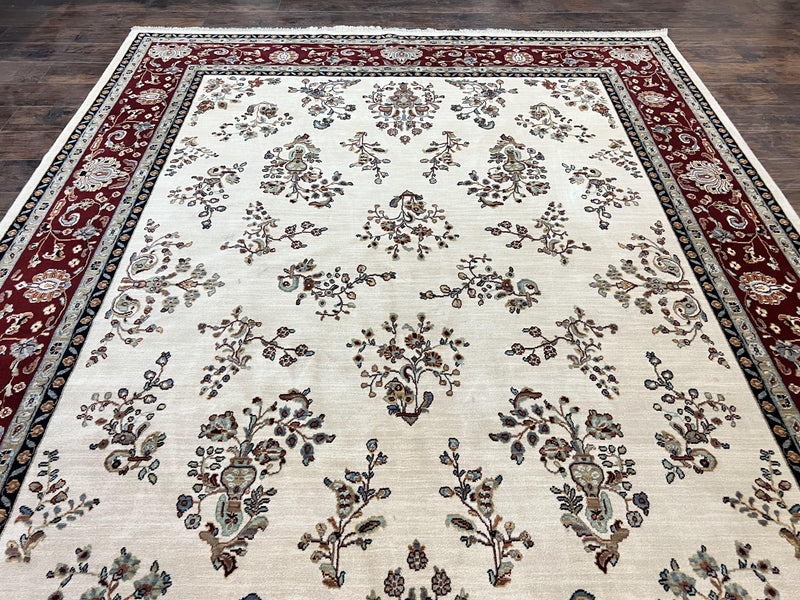 Karastan Rug 8.6 x 11.6, English Manor #2103, Ivory Floral Sarouk, Wool Karastan Carpet, Large Karastan Area Rug, Traditional Karastan Rug by Jewel Rugs