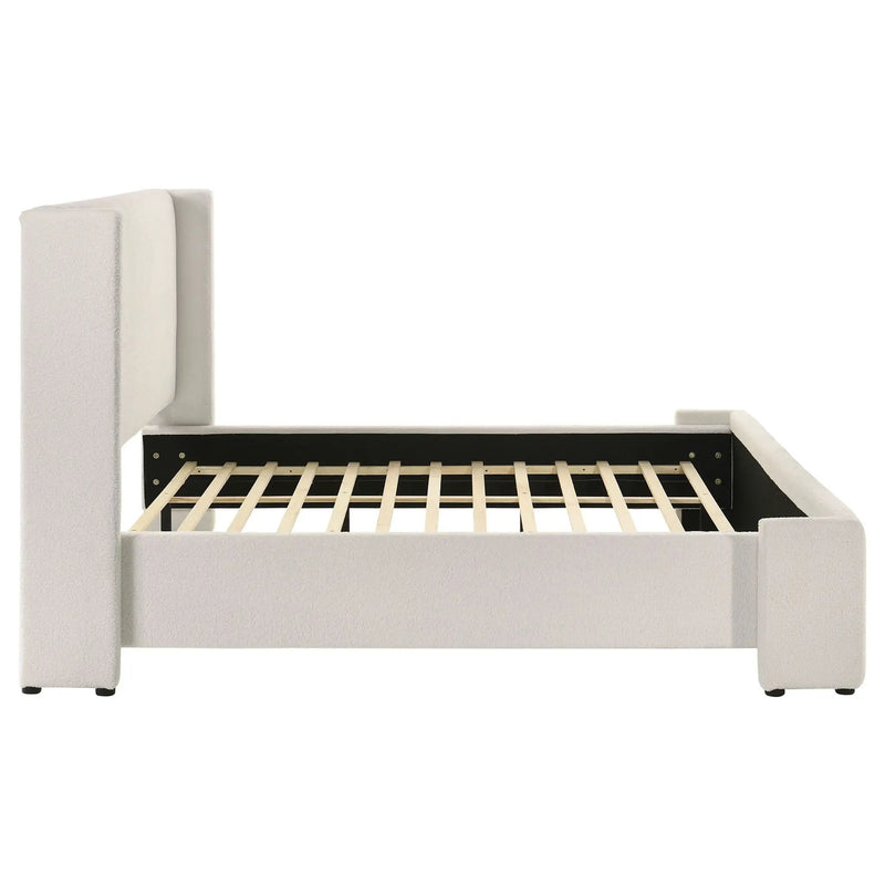 Alamosa Boucle Upholstered Eastern King Platform Bed White by Unique Piece Furniture