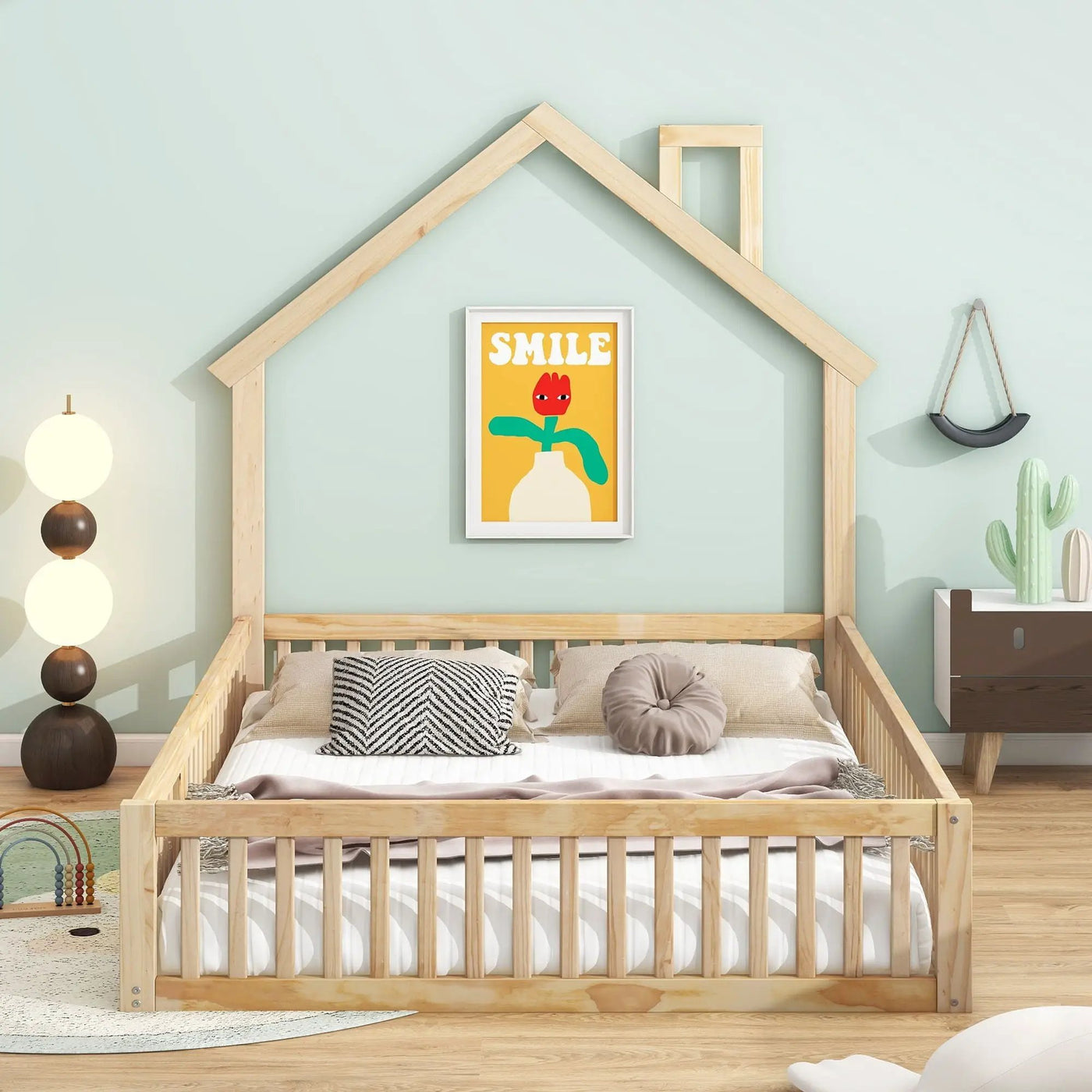 House Platform Bed With Guardrail by HouseOfZazla