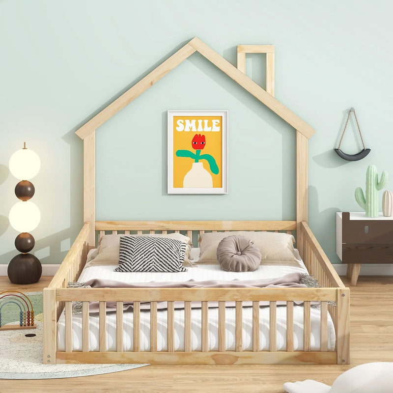 House Platform Bed With Guardrail by Unique Piece Furniture
