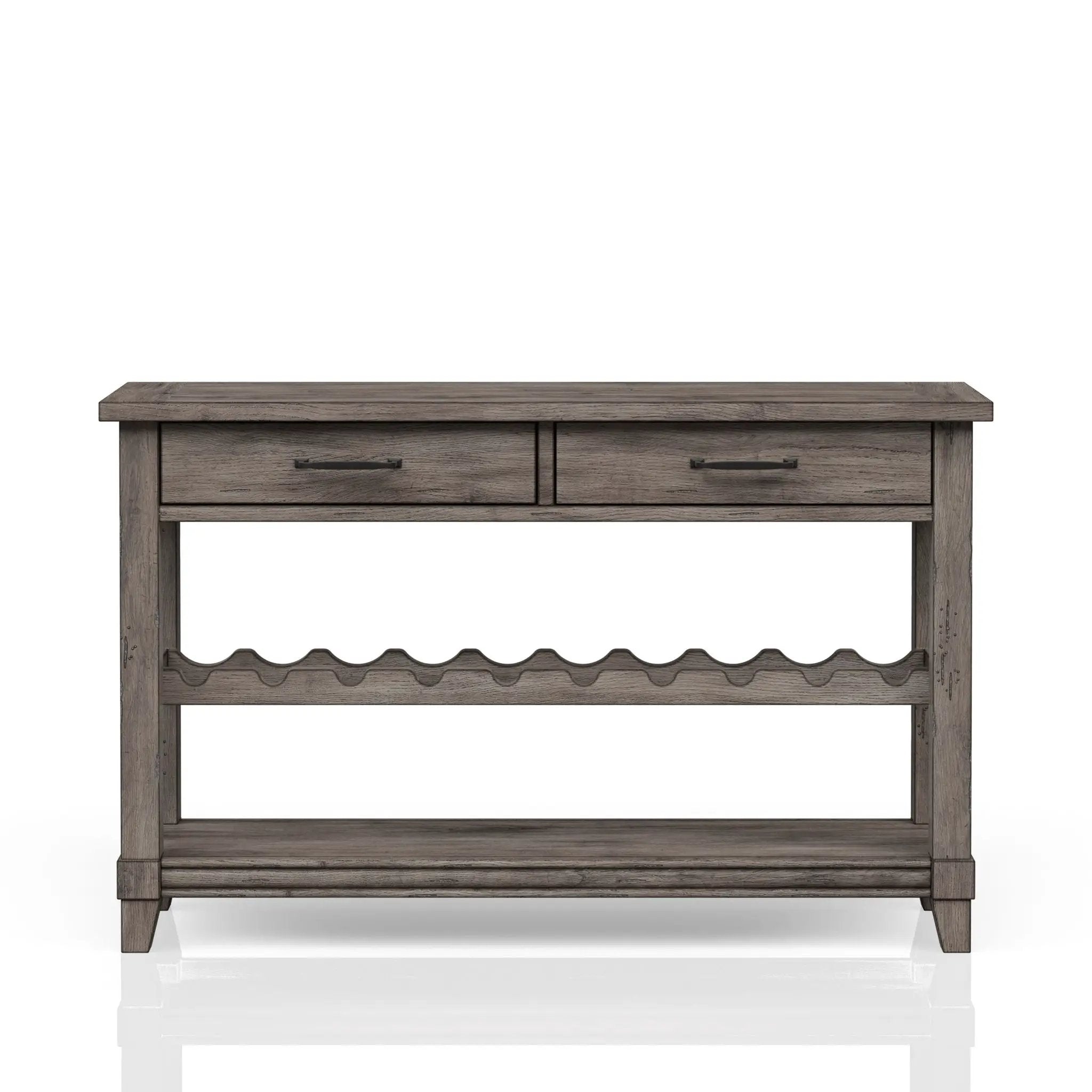 Console Table With Wine Bottle Storage Storage Drawers - Gray by HouseOfZazla