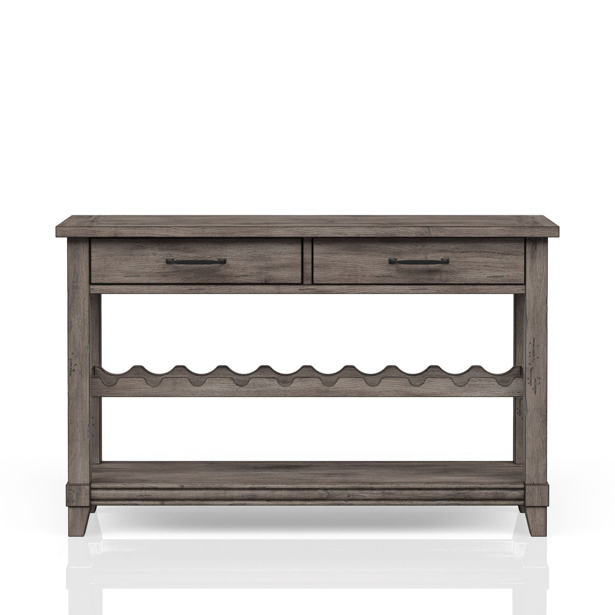 Console Table with Wine Bottle Storage and Storage Drawers - Gray, photo 3 of 6