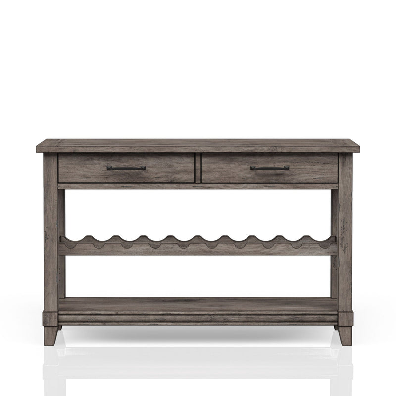 Console Table with Wine Bottle Storage and Storage Drawers - Gray, photo 3 of 6