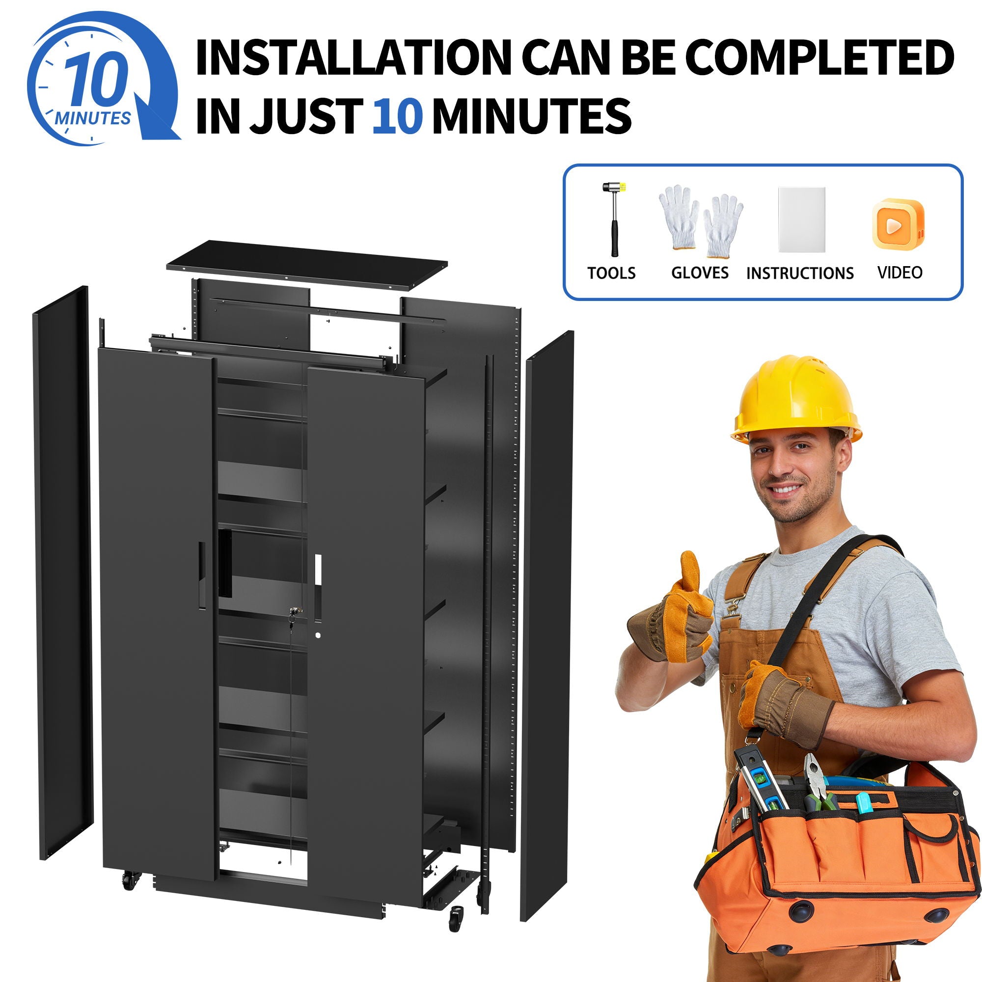 Heavy Duty Rolling Cabinet With Lock, Garage Storage Cabinet, 4 Adjustable Shelves For Tool Organization by HouseOfZazla