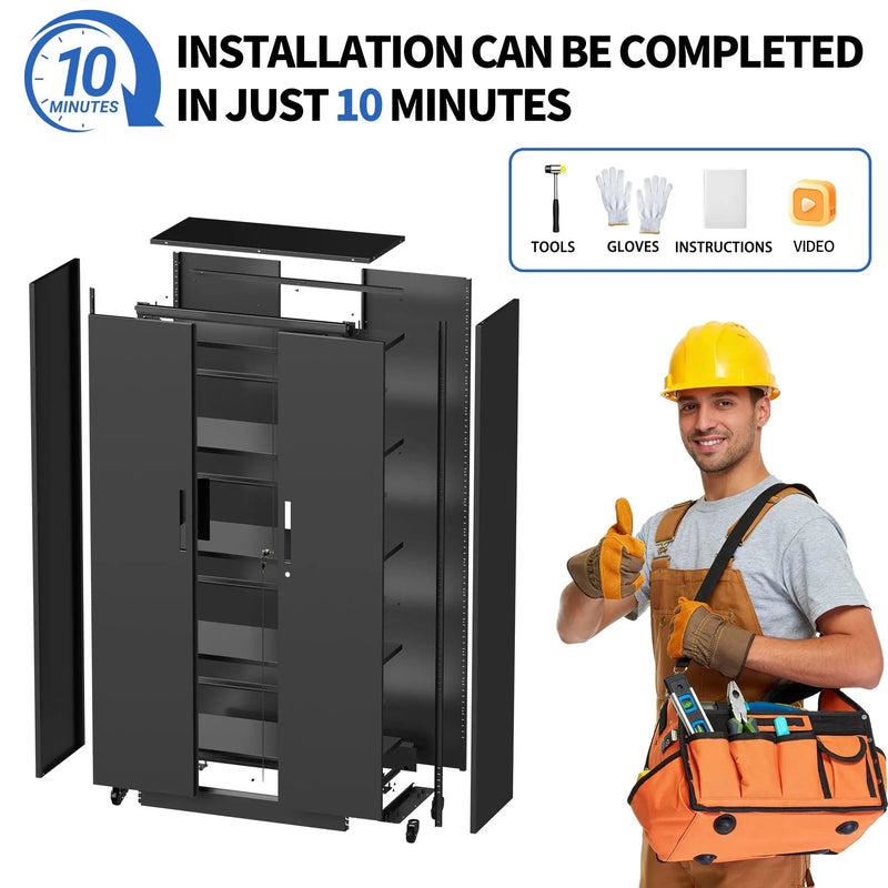 Heavy Duty Rolling Cabinet With Lock, Garage Storage Cabinet, 4 Adjustable Shelves For Tool Organization by HouseOfZazla