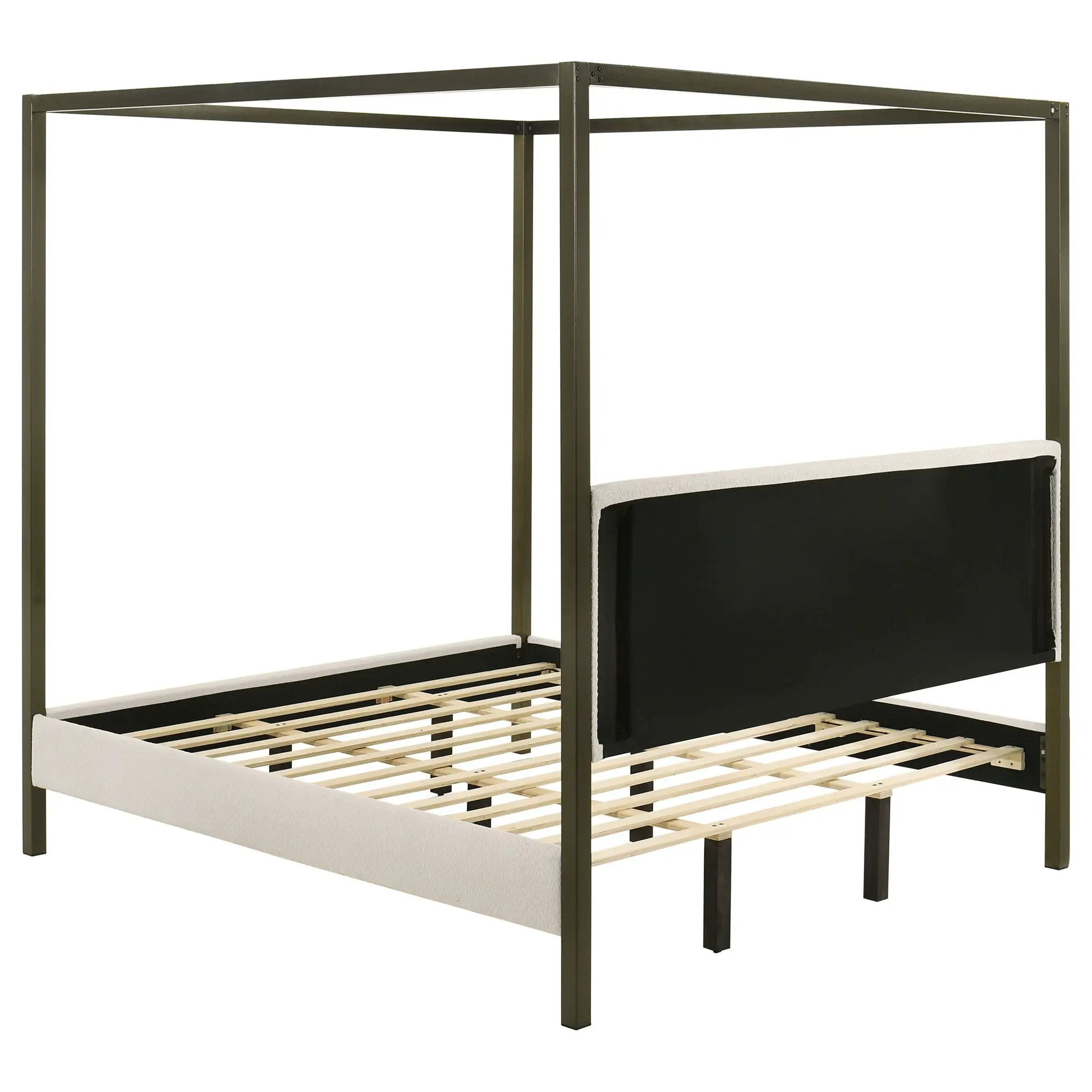 Monroe Upholstered Eastern King Canopy Bed Vanilla by Unique Piece Furniture