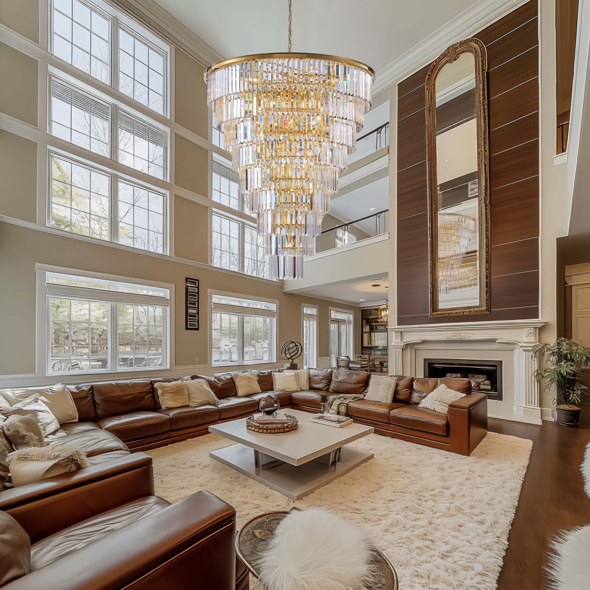 48-Inch Gold Tiered Crystal Tube Chandelier by HouseOfZazla