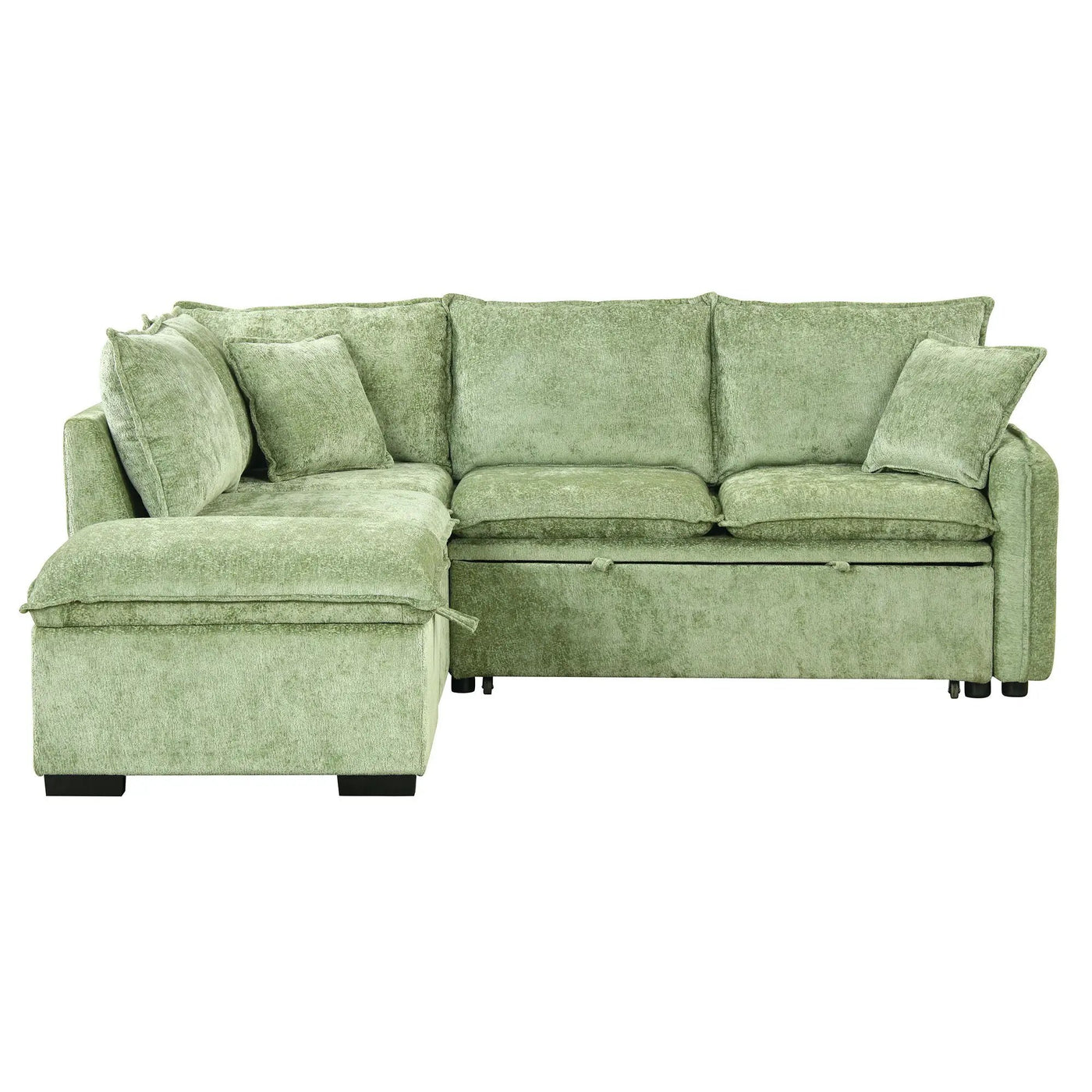 Convertible Sofa Bed Sectional Sofa Sleeper L-Shaped Sofa With A Storage Ottoman, Two Pillows, Two Power Sockets And Two USB Ports For Living Room by HouseOfZazla