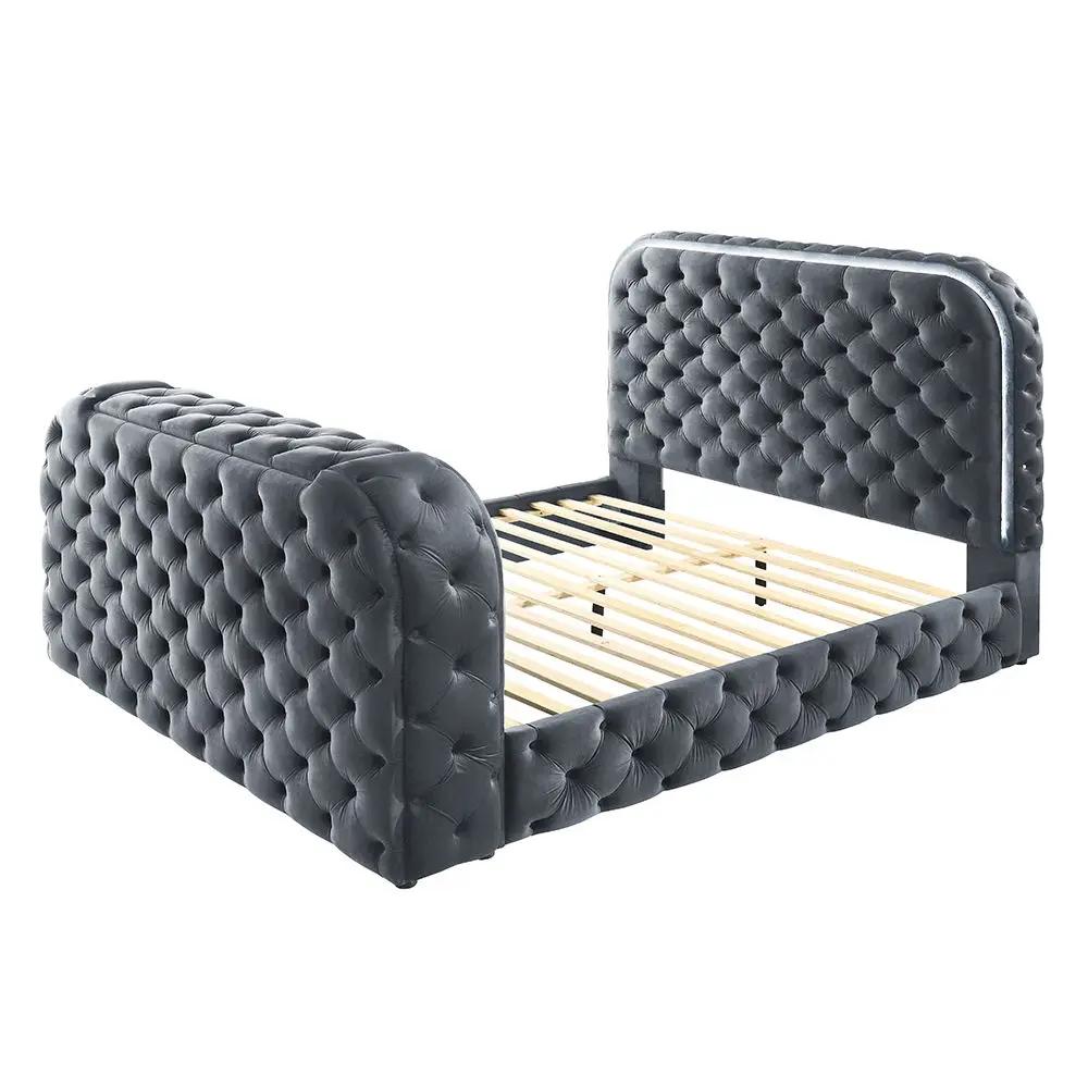 Kana - Bed With LED, Fireplace & TV Stand by Unique Piece Furniture