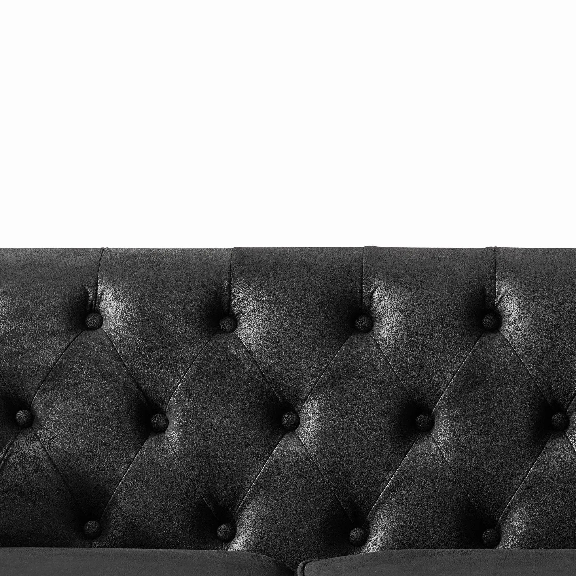 Chesterfield Loveseat, High Tech Fabric Roll Armrest by HouseOfZazla