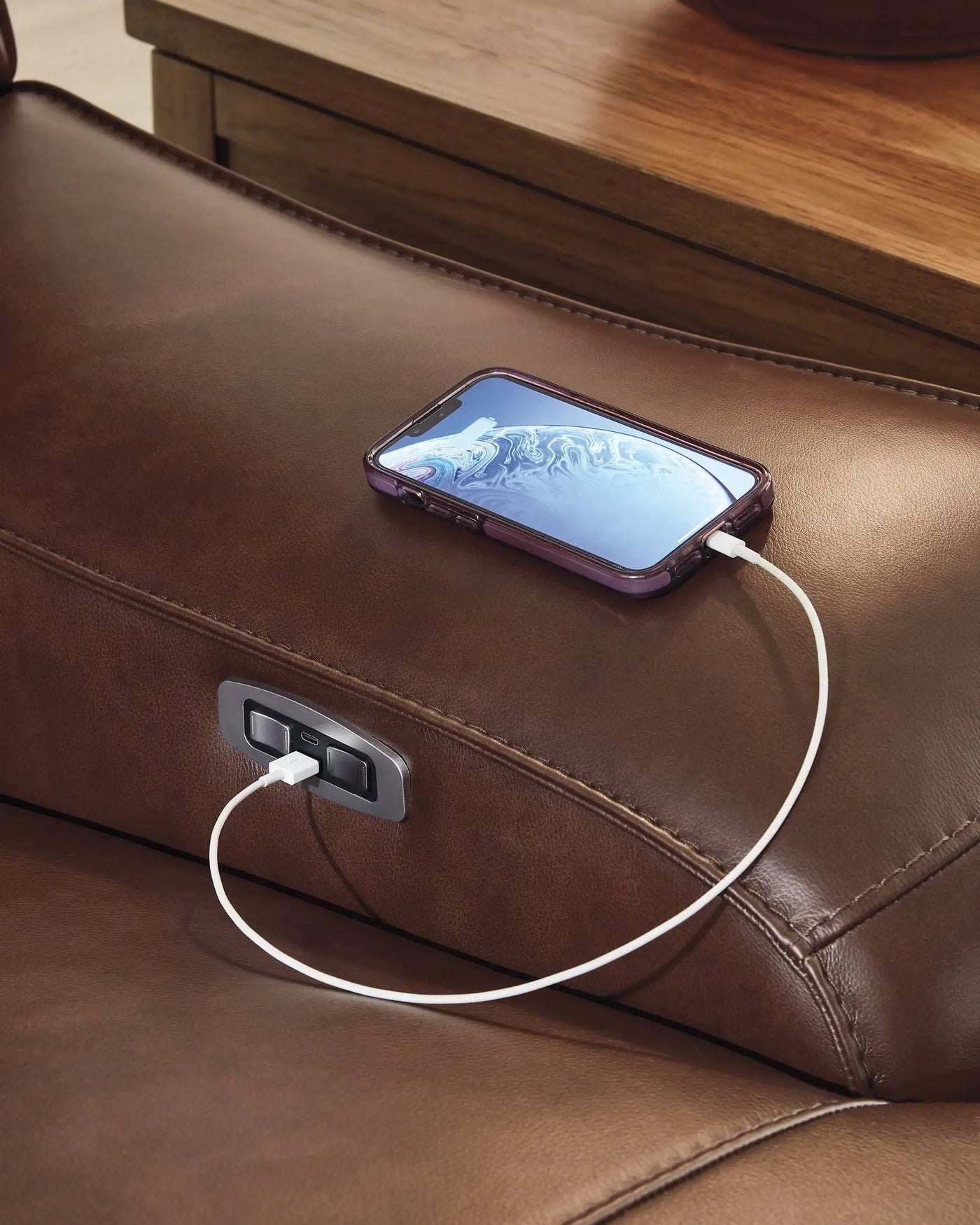 DeepWakes - Power Reclining Loveseat / Console / Adjustable Headrest by Unique Piece Furniture