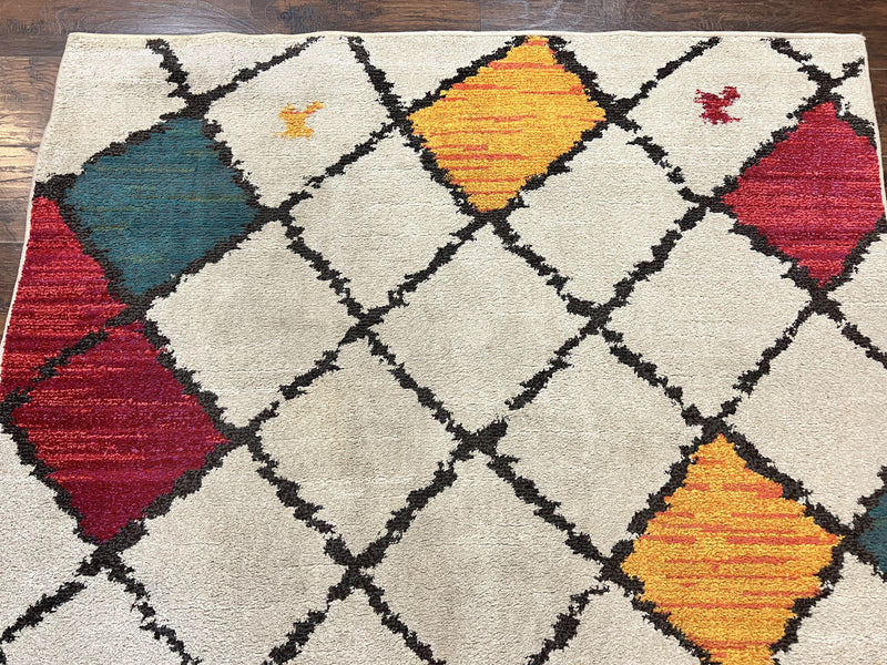 Panel Design Rug 5 x 7.6, Ivory/Beige & Multicolor by Jewel Rugs