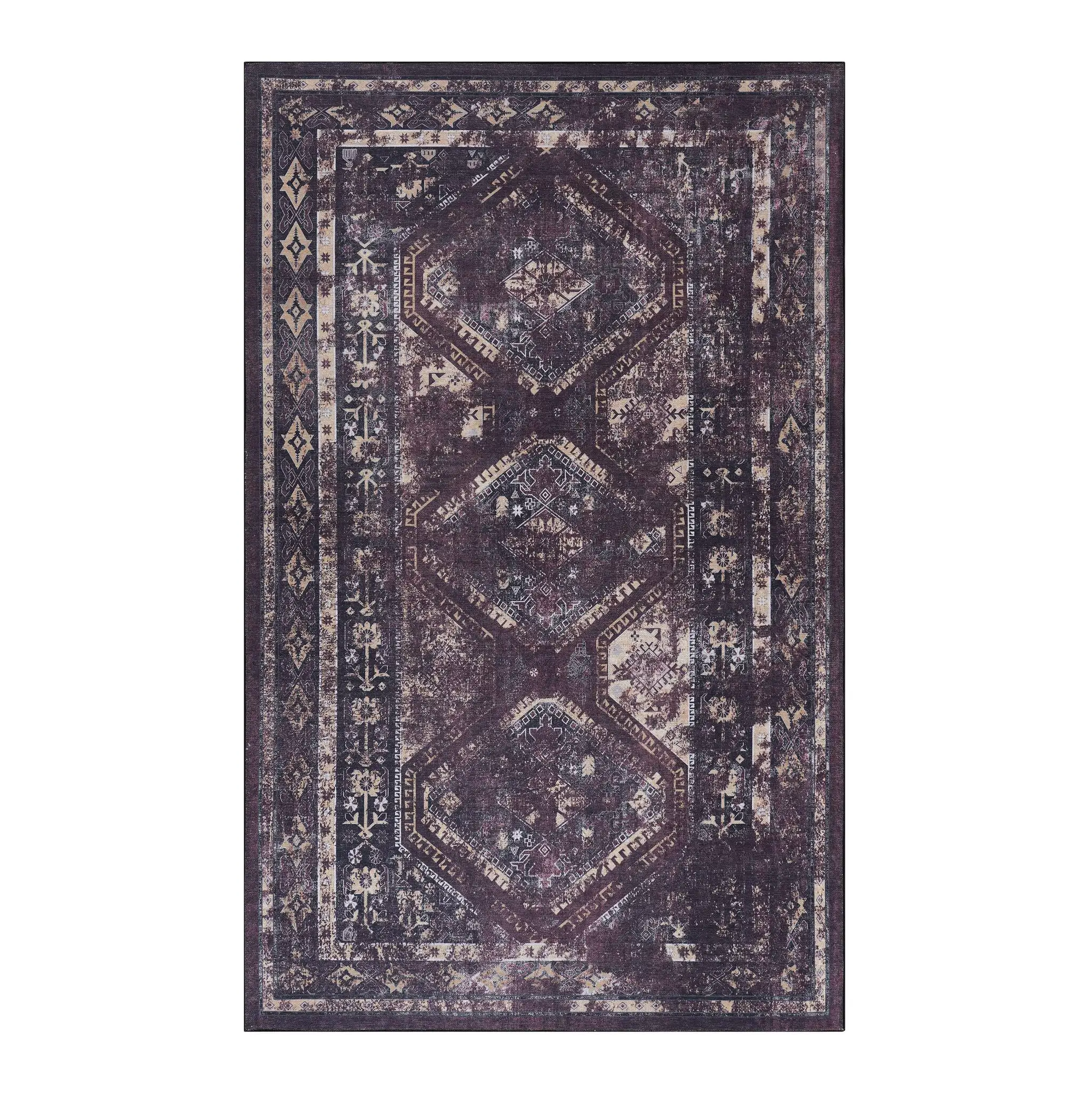 MAVAL Burgundy Washable Rug 8x10 Area Rug by HouseOfZazla