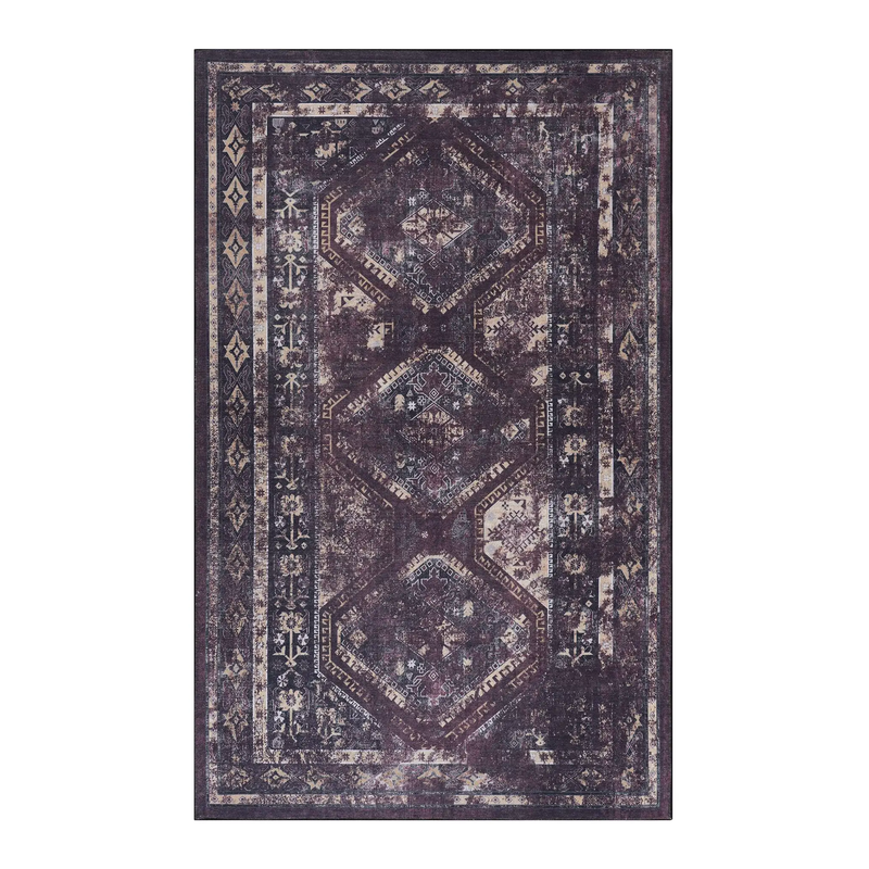 MAVAL Burgundy Washable Rug 8x10 Area Rug by HouseOfZazla