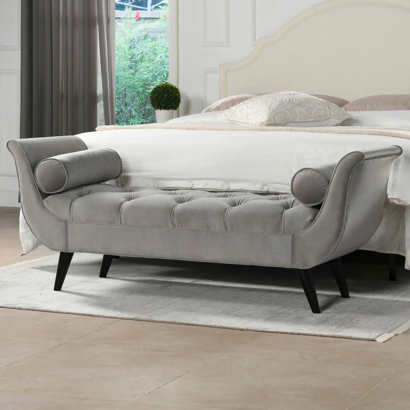 Alma - Tufted Flared Arm Entryway Bench by HouseOfZazla