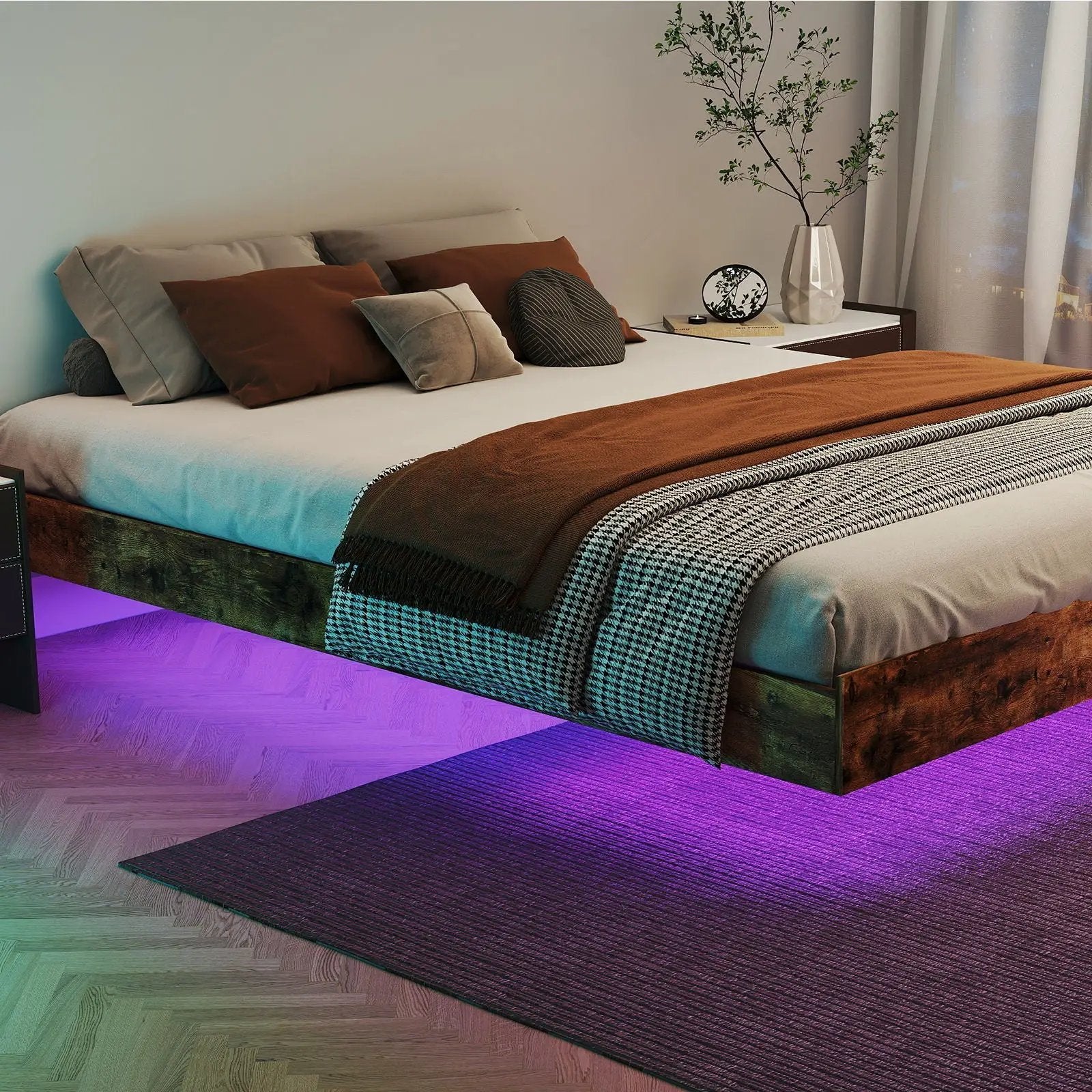 Platform Floating Bed Frame With RGB LED Lights by HouseOfZazla
