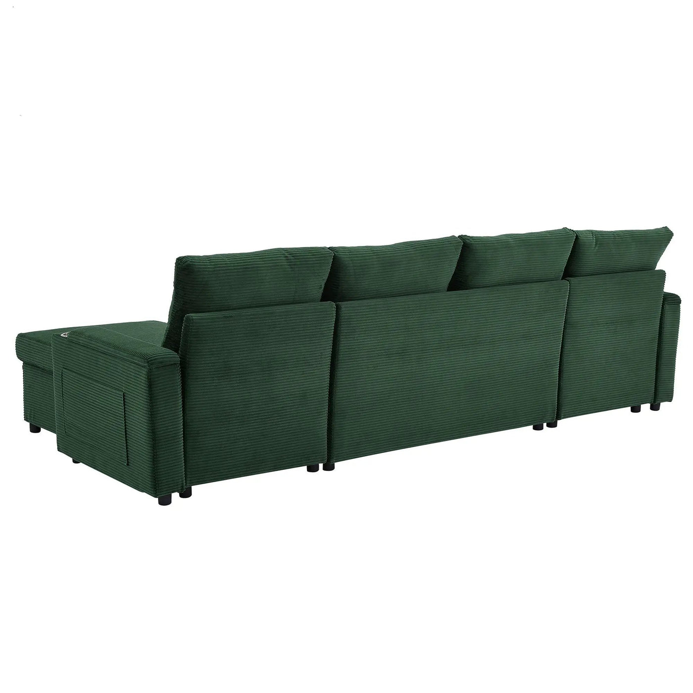 U Shaped Sectional Sofa Bed With Storage Chaise Lounges, USB Ports, And Cup Holders by HouseOfZazla