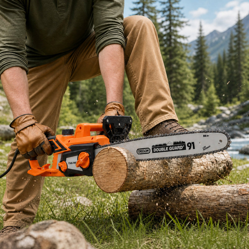18 Inch Electric Chainsaw with Quick Chain Adjustment Knob - Orange/Black, photo 10 of 10