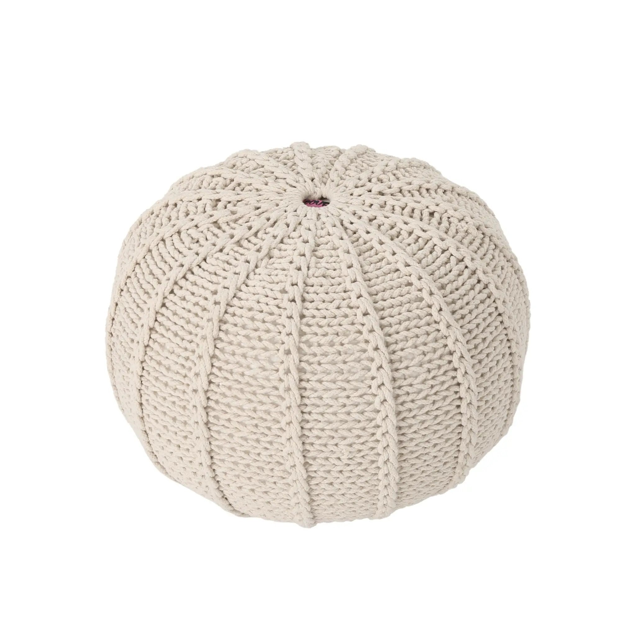 Bordeaux Knitted Round Pouf Ottoman And Floor Cushion by HouseOfZazla