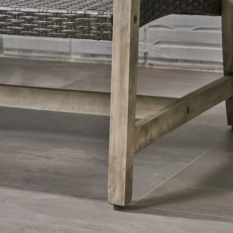 Hampton Outdoor Wood and Wicker Loveseat - Gray by HouseOfZazla