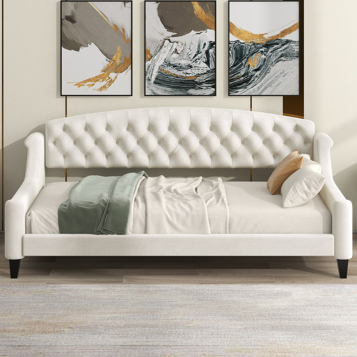 Modern Tufted Button Daybed with Tufted Upholstery – Dark Gray or Beige, photo 20 of 40