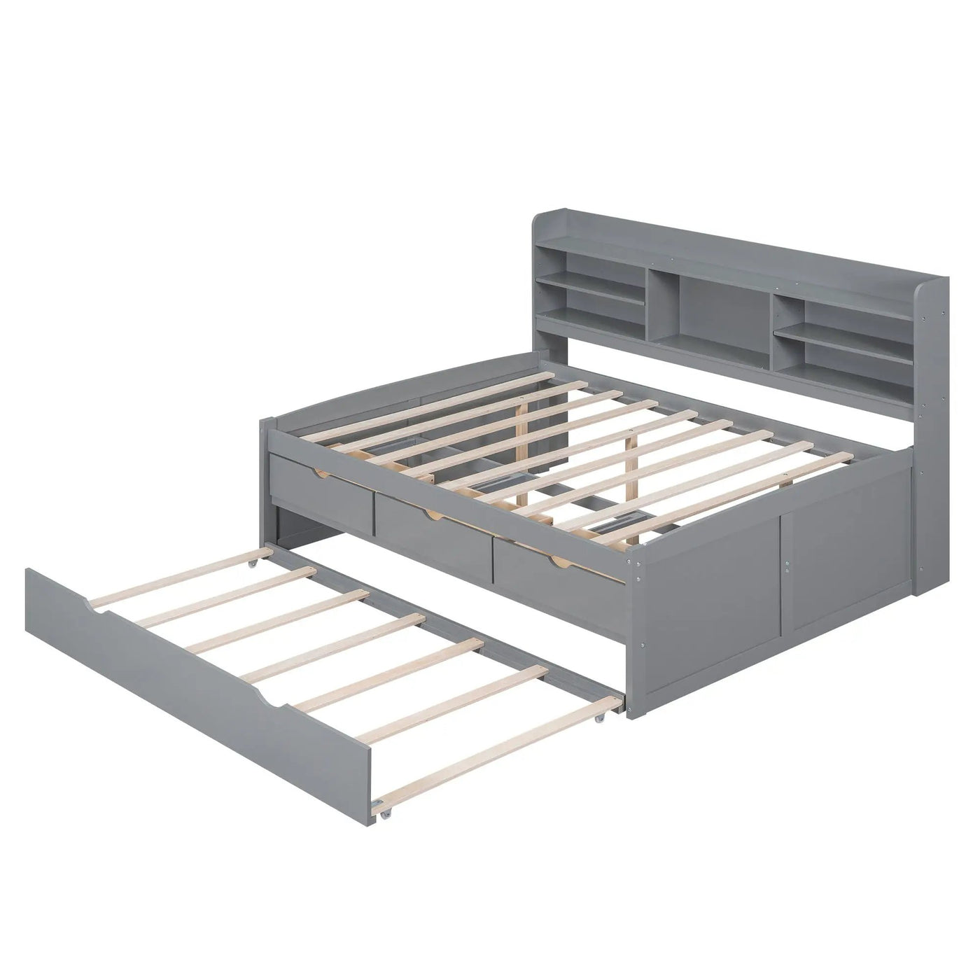 Captain Bed With Built In Bookshelves, 3 Storage Drawers, And Trundle by HouseOfZazla