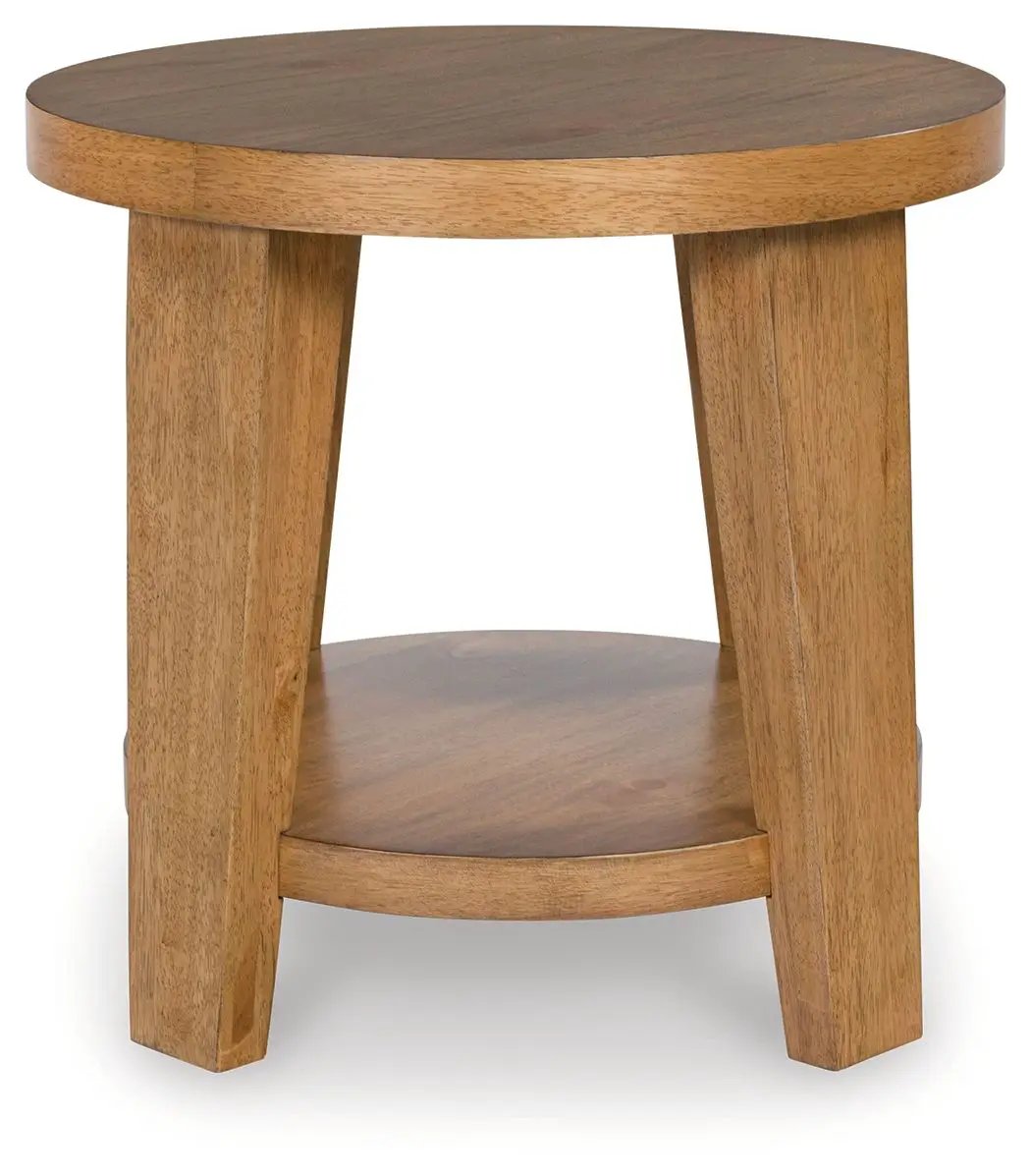 Kristiland - Round End Table - Light Brown by Unique Piece Furniture