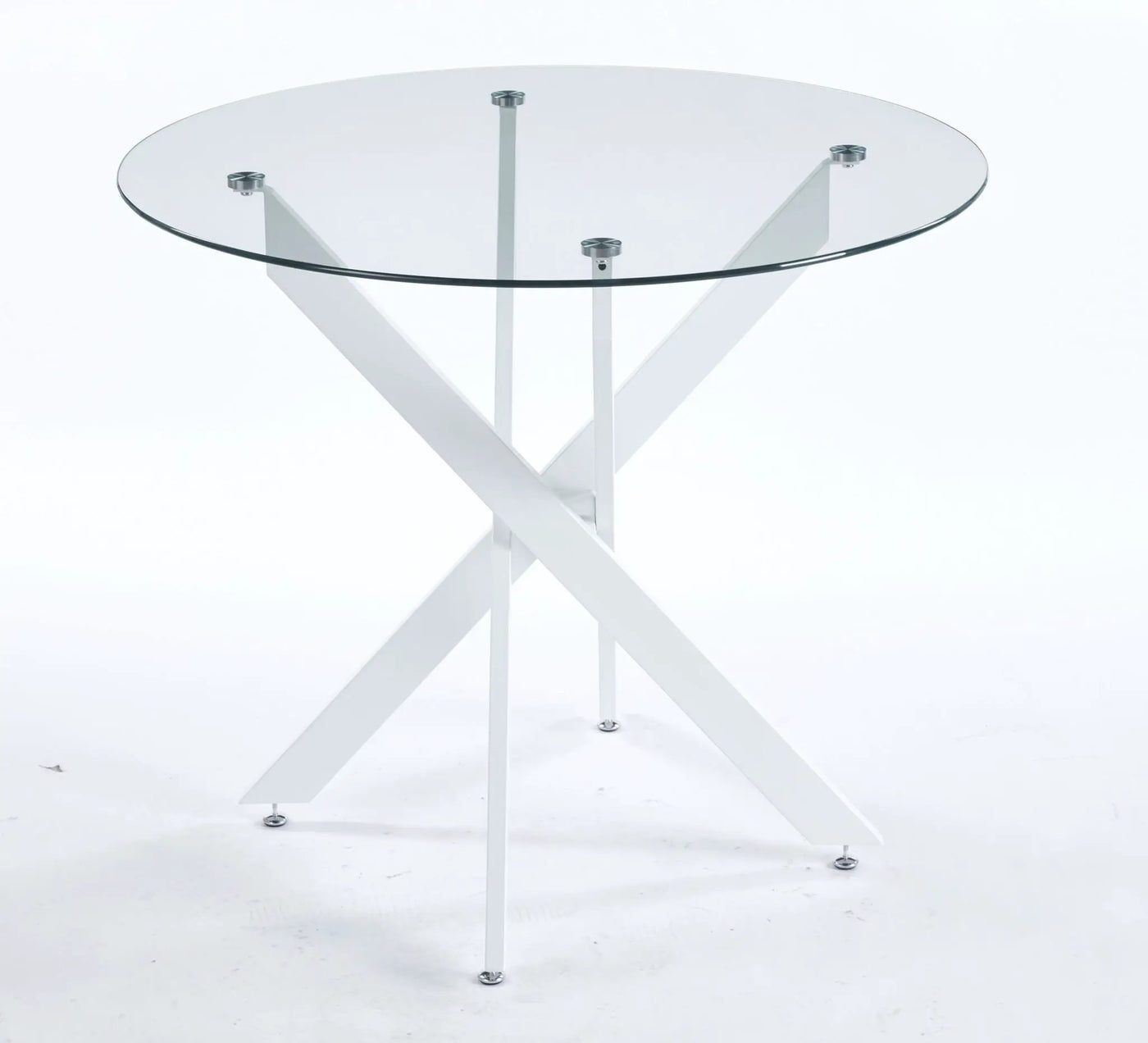 Dining Table With Cross Metal Leg And Tempered Glass, Modern Space Saving Kitchen Table For Living Room by HouseOfZazla
