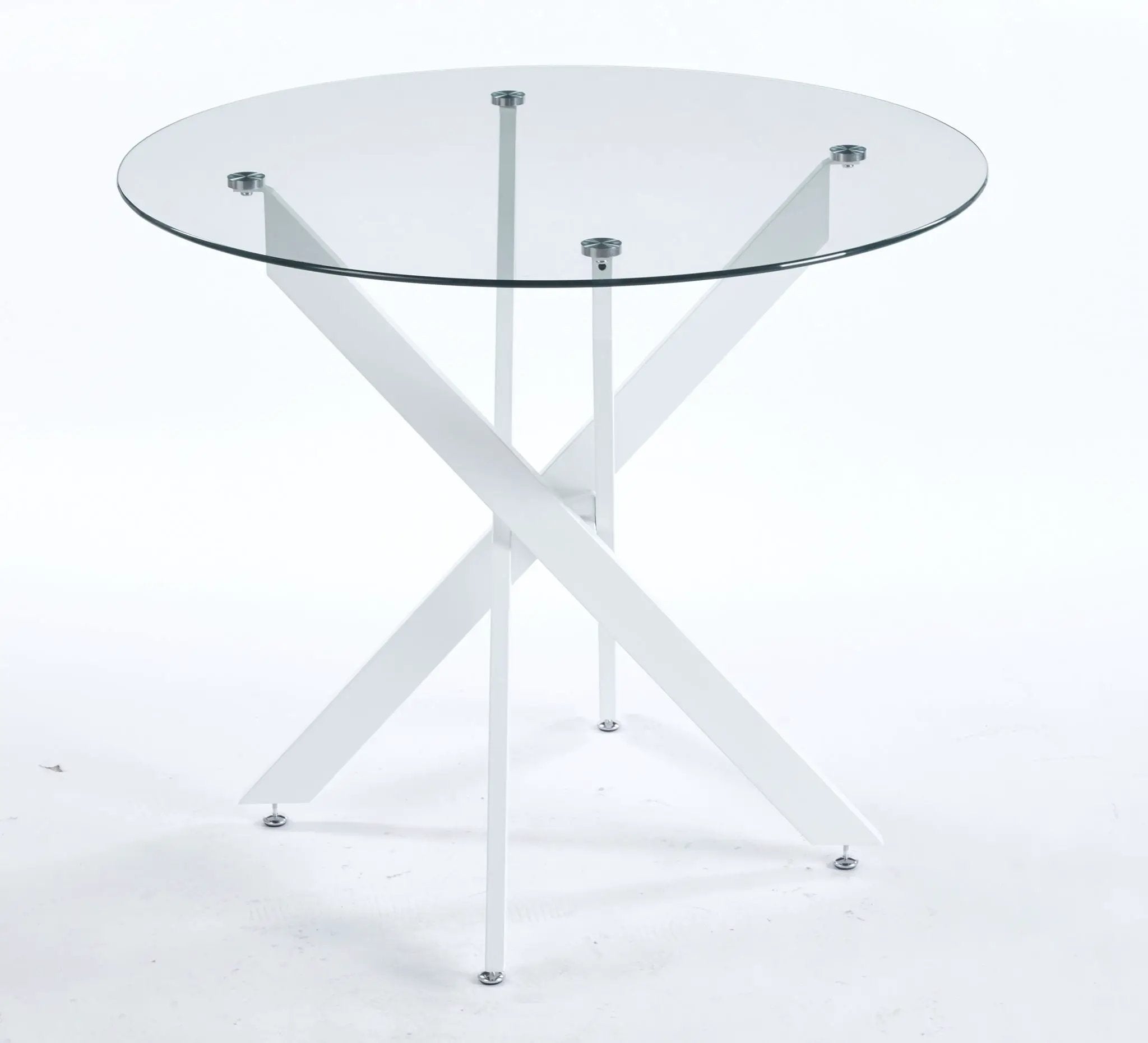Dining Table With Cross Metal Leg And Tempered Glass, Modern Space Saving Kitchen Table For Living Room by HouseOfZazla