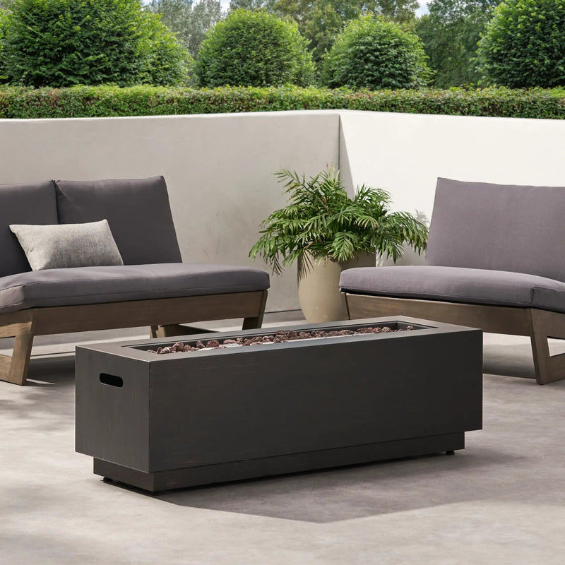 Modern Dark Grey 40' Outdoor Iron Propane Fire Pit by HouseOfZazla