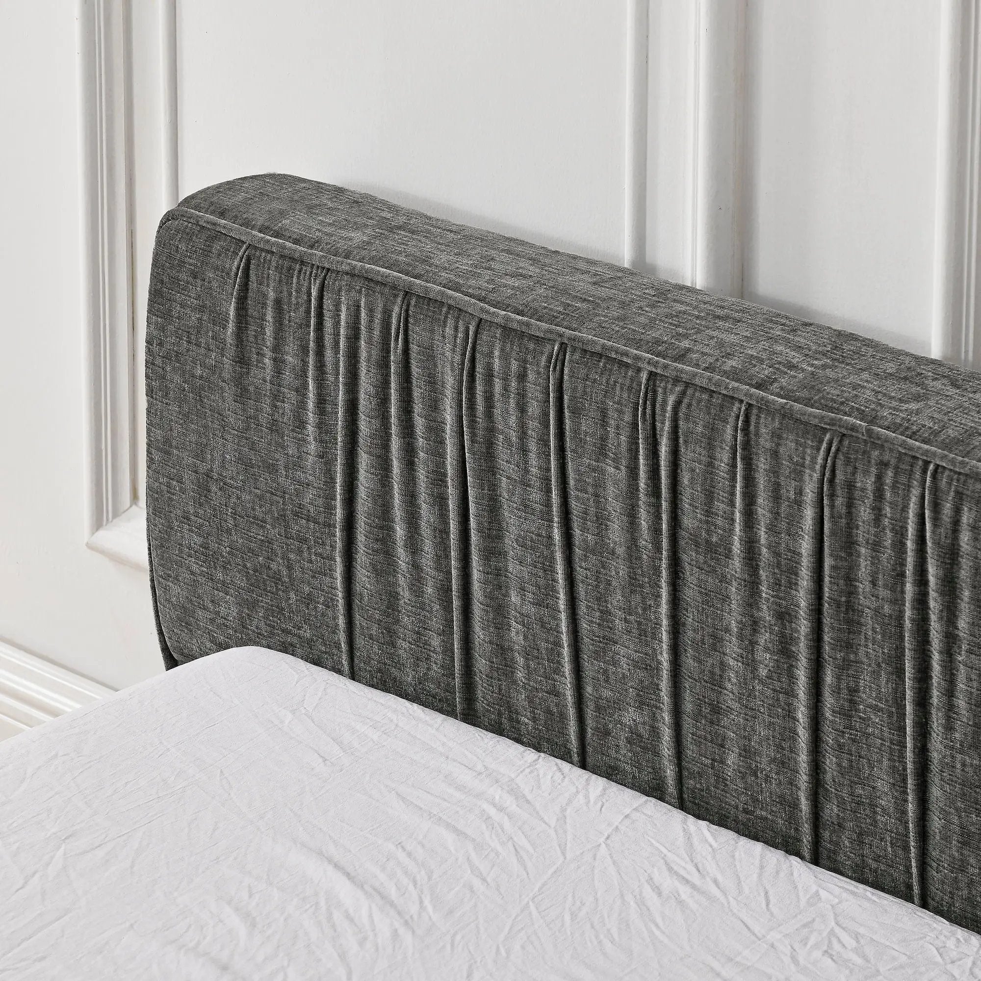 Modern Upholstered Platform Bed Frame With Pleated Design by Unique Piece Furniture
