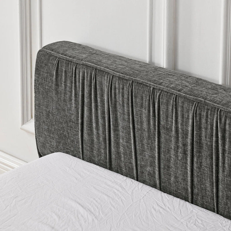 Modern Upholstered Platform Bed Frame With Pleated Design by Unique Piece Furniture