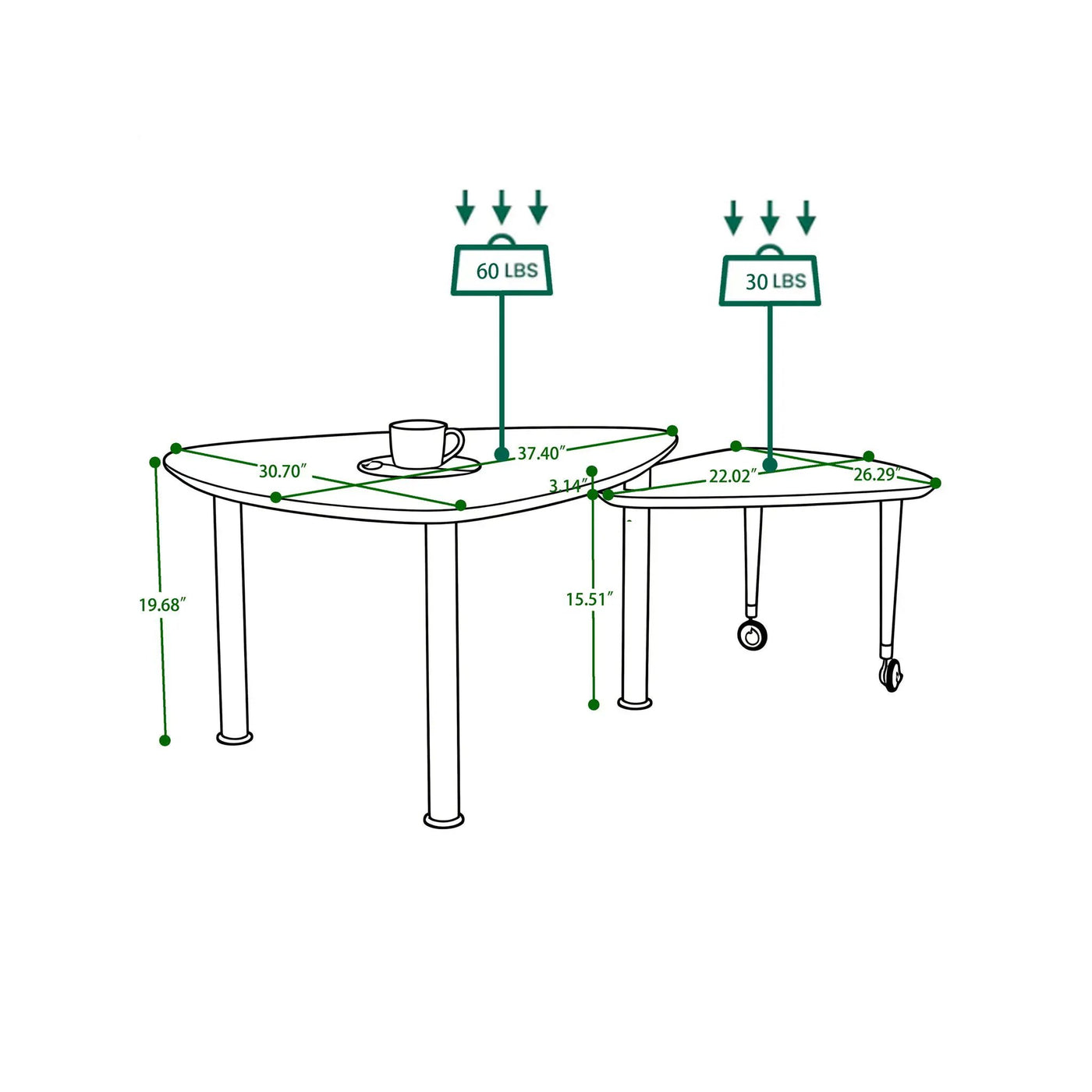 360 Degree Rotatable Coffee Table With Solid Legs by HouseOfZazla