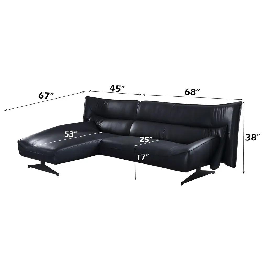 Maeko - Sectional Sofa - Dark Gray Top Grain Leather by Unique Piece Furniture