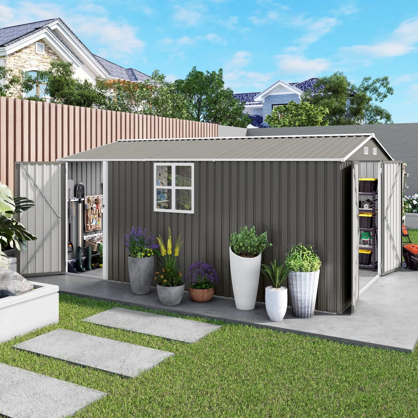 Outdoor Storage Shed With Lockable Doors by HouseOfZazla