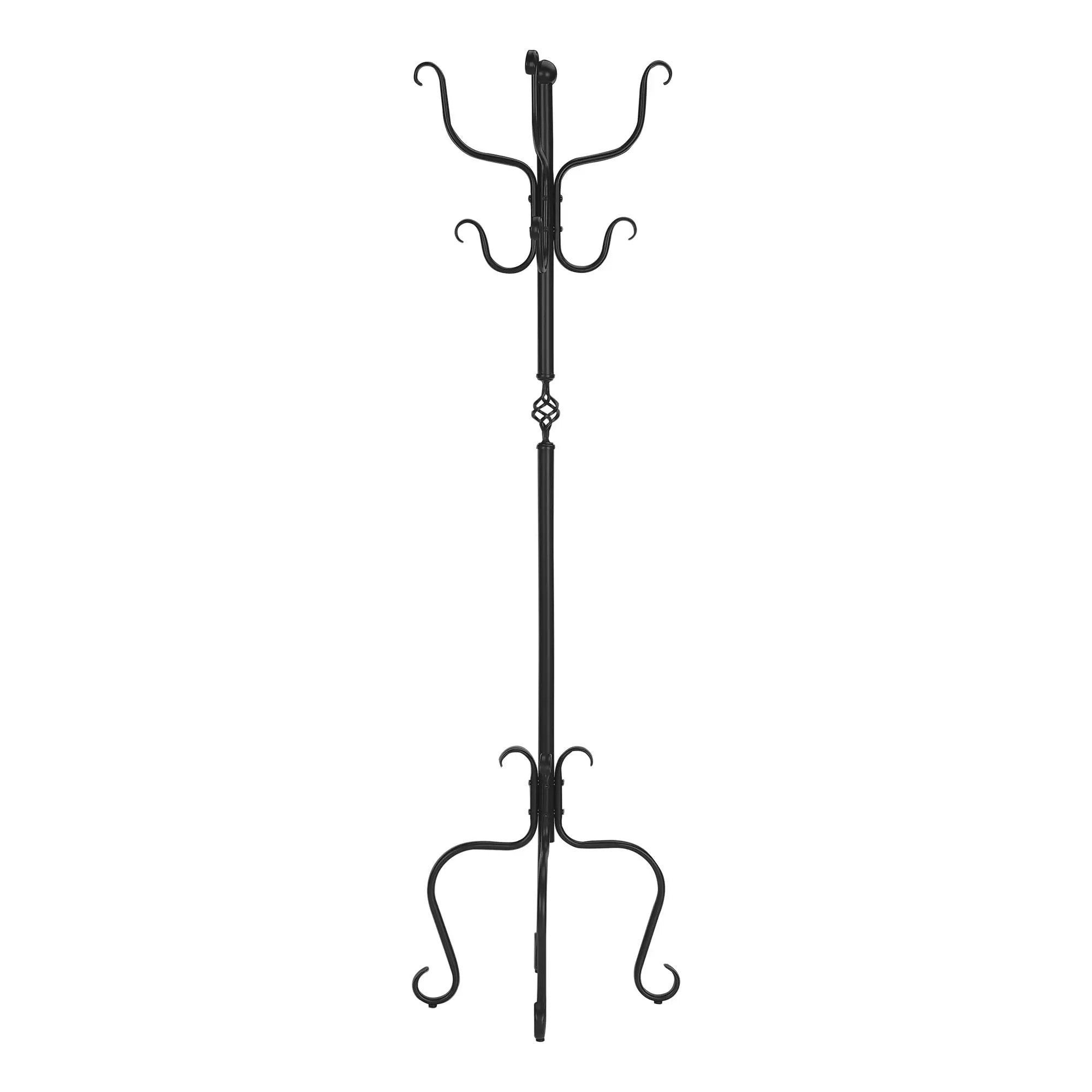 Coat Rack, Hall Tree, Free Standing, 8 Hooks, Entryway, Transitional - Black by Unique Piece Furniture